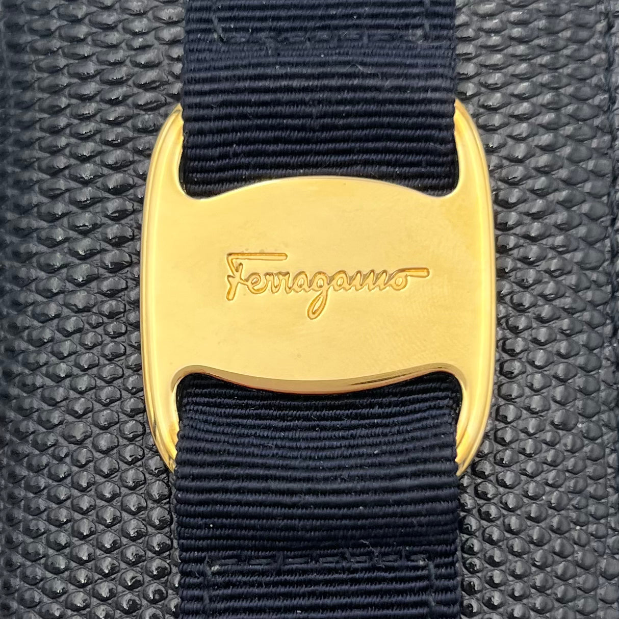 Salvatore Ferragamo Dark Blue Leather Trifold Short Wallet