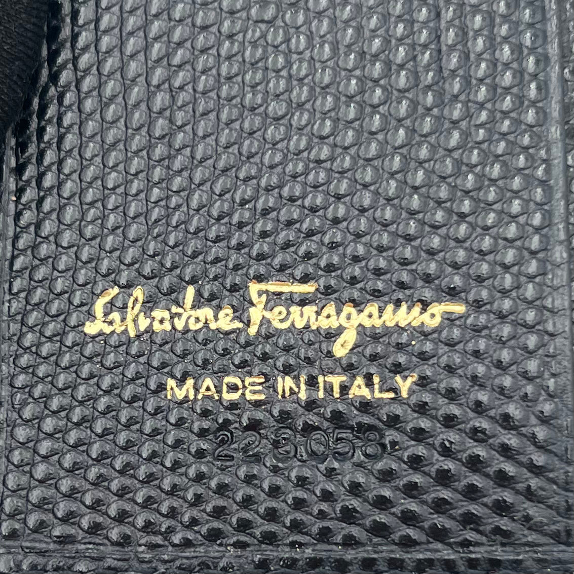 Salvatore Ferragamo Dark Blue Leather Trifold Short Wallet