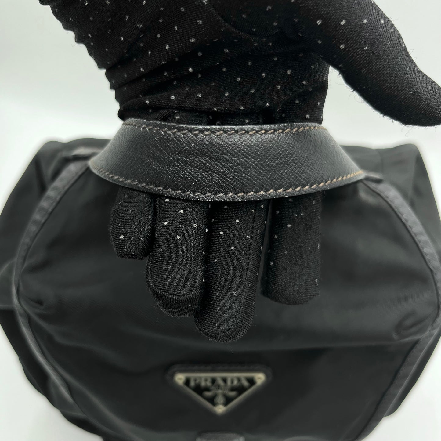 Prada Black Nylon and Leather Double Pocket Backpack