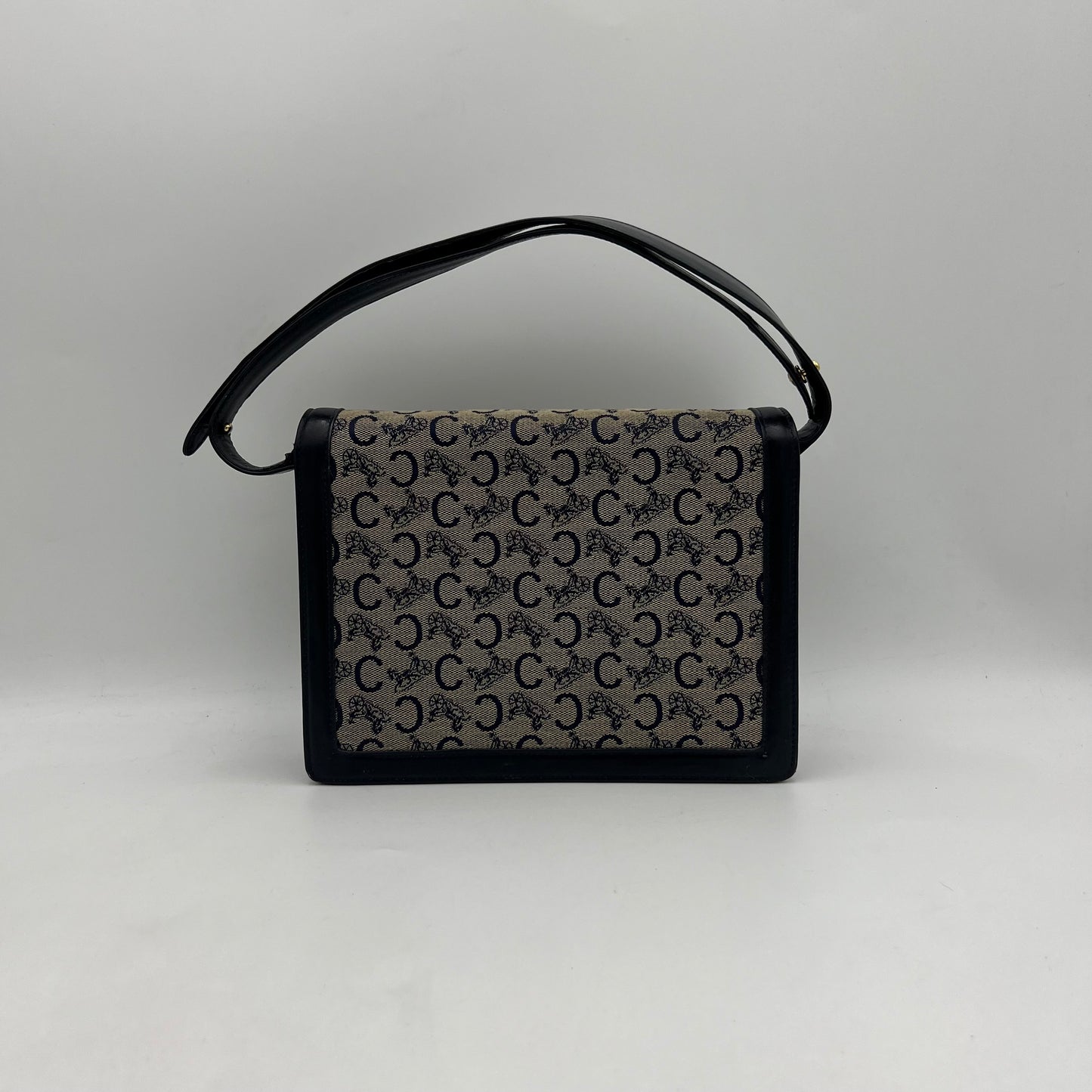 Celine Paris Navy Blue C Horse Carriage Horsebit Shoulder Bag