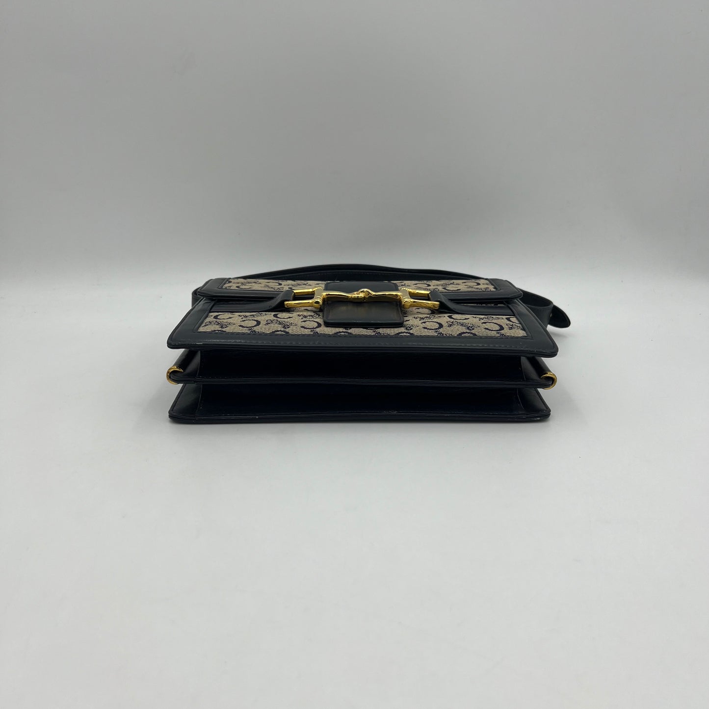 Celine Paris Navy Blue C Horse Carriage Horsebit Shoulder Bag
