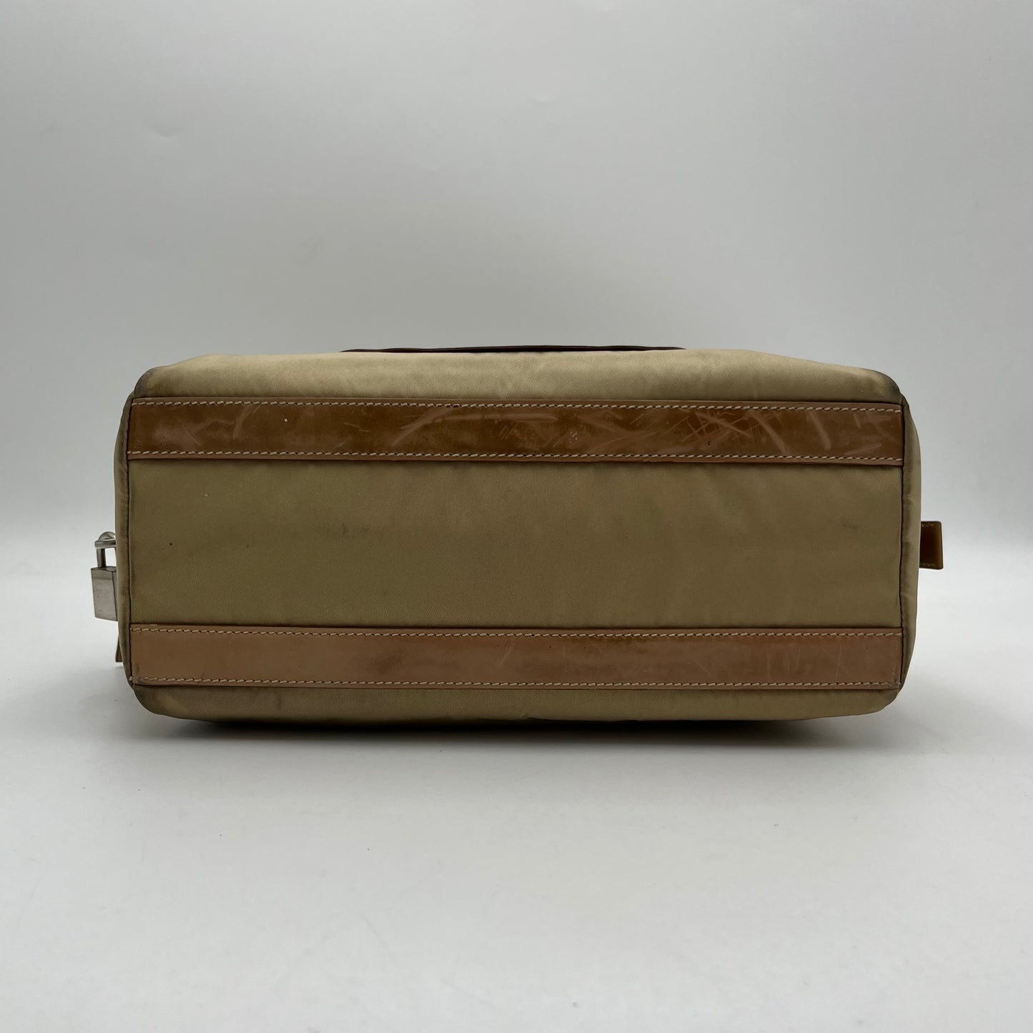 Prada Beige Nylon and Leather Canapa Logo Shoulder Bag
