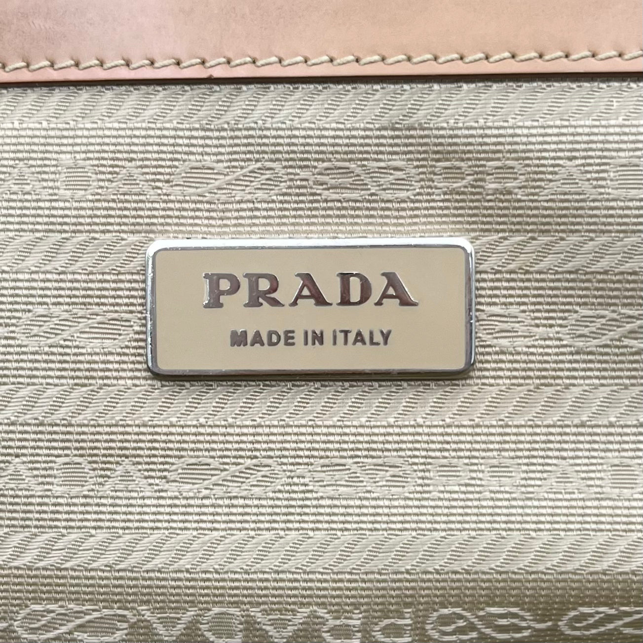 Prada Beige Nylon and Leather Canapa Logo Shoulder Bag