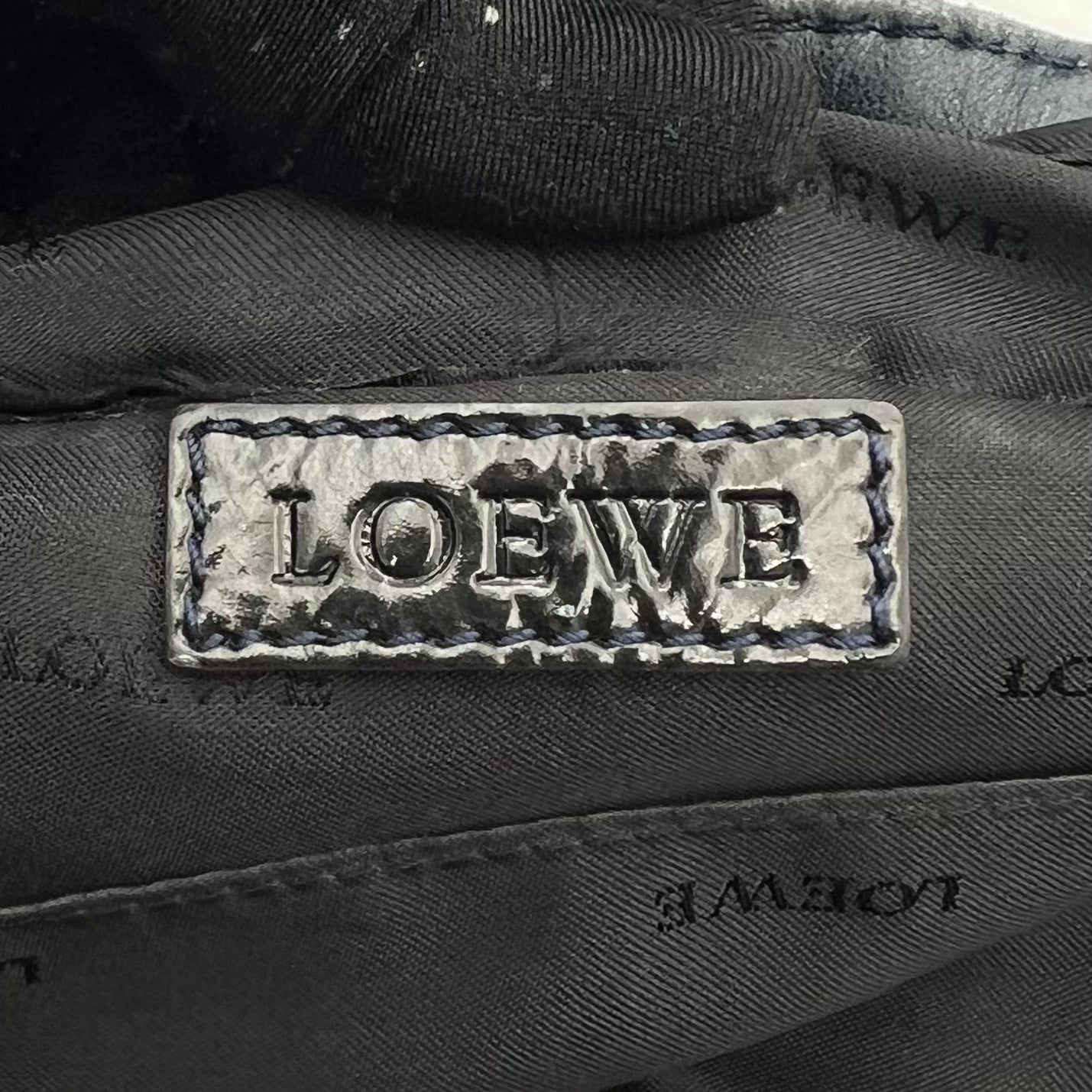 Loewe Black Patent Leather Dark Blue Stitch Nappa Aire Handbag