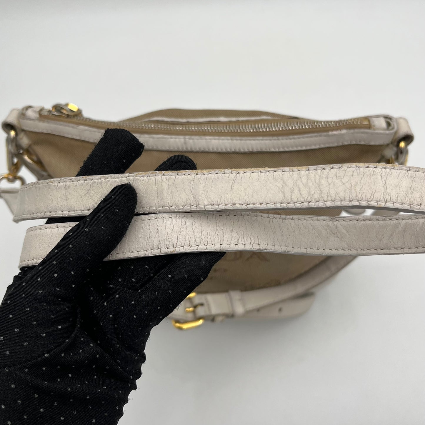 Prada Canapa Logo Canvas White Leather Crossbody