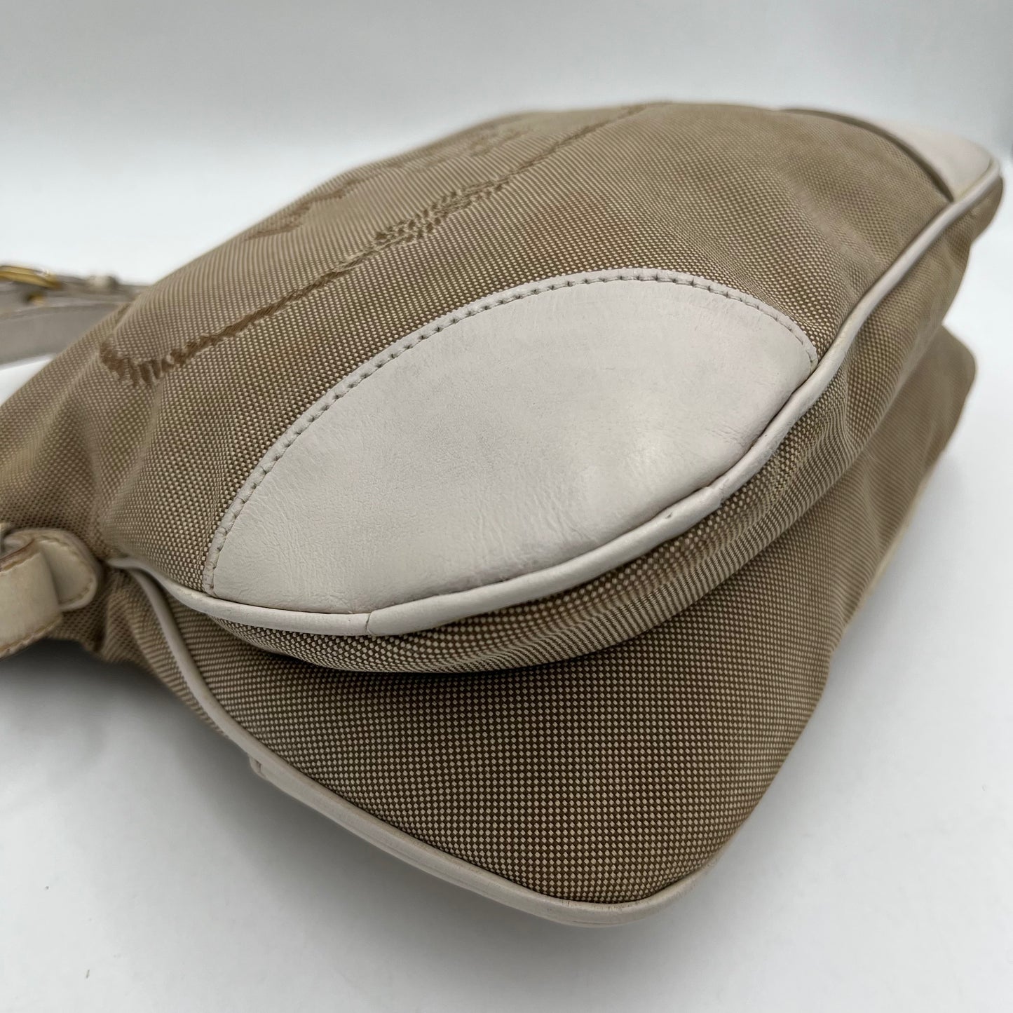 Prada Canapa Logo Canvas White Leather Crossbody