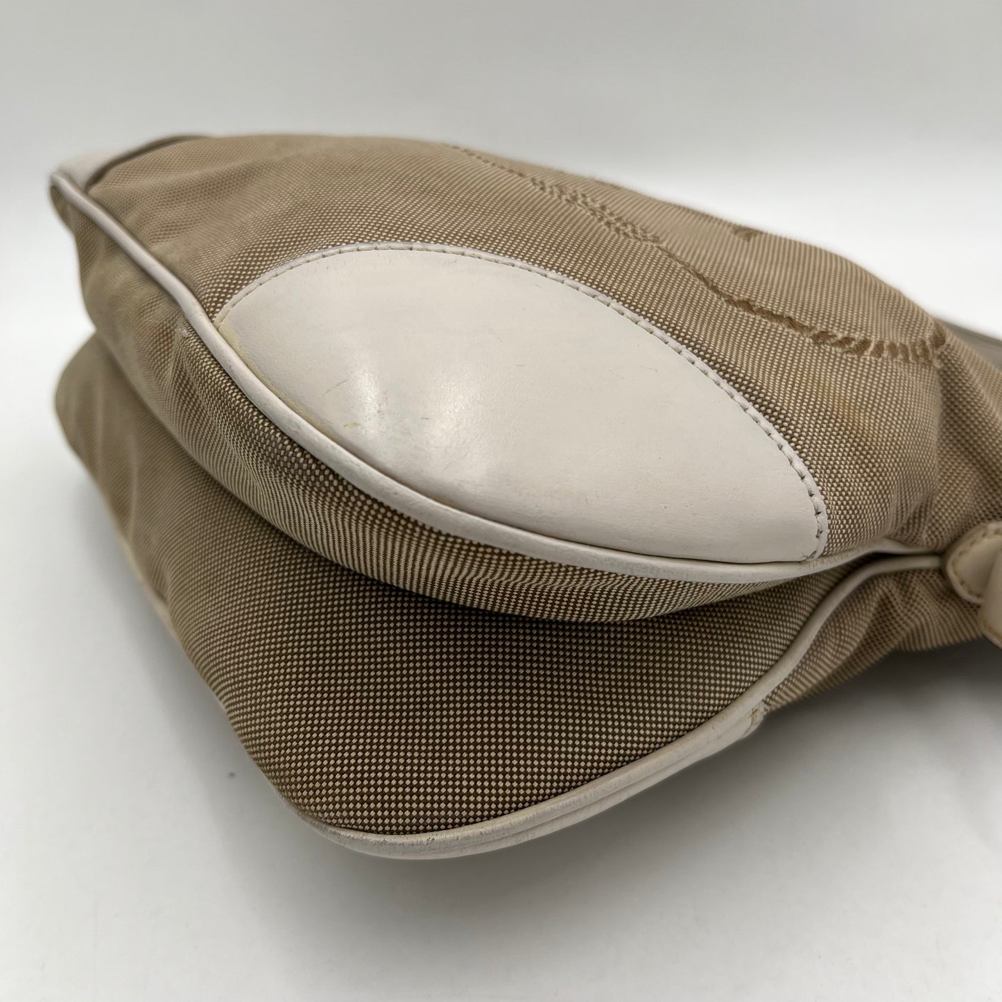 Prada Canapa Logo Canvas White Leather Crossbody