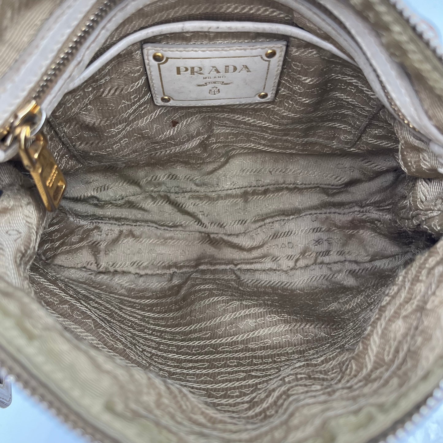 Prada Canapa Logo Canvas White Leather Crossbody
