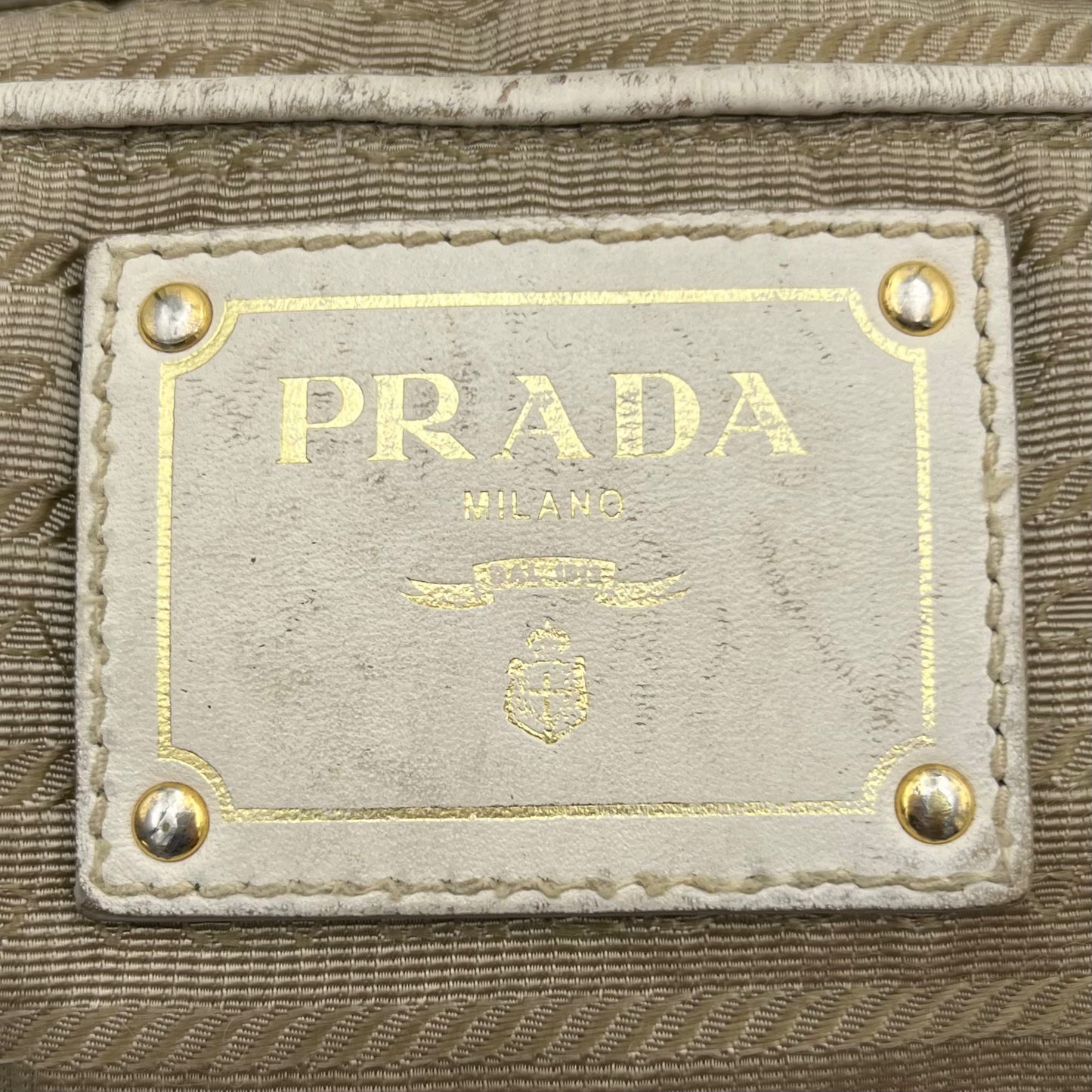 Prada Canapa Logo Canvas White Leather Crossbody