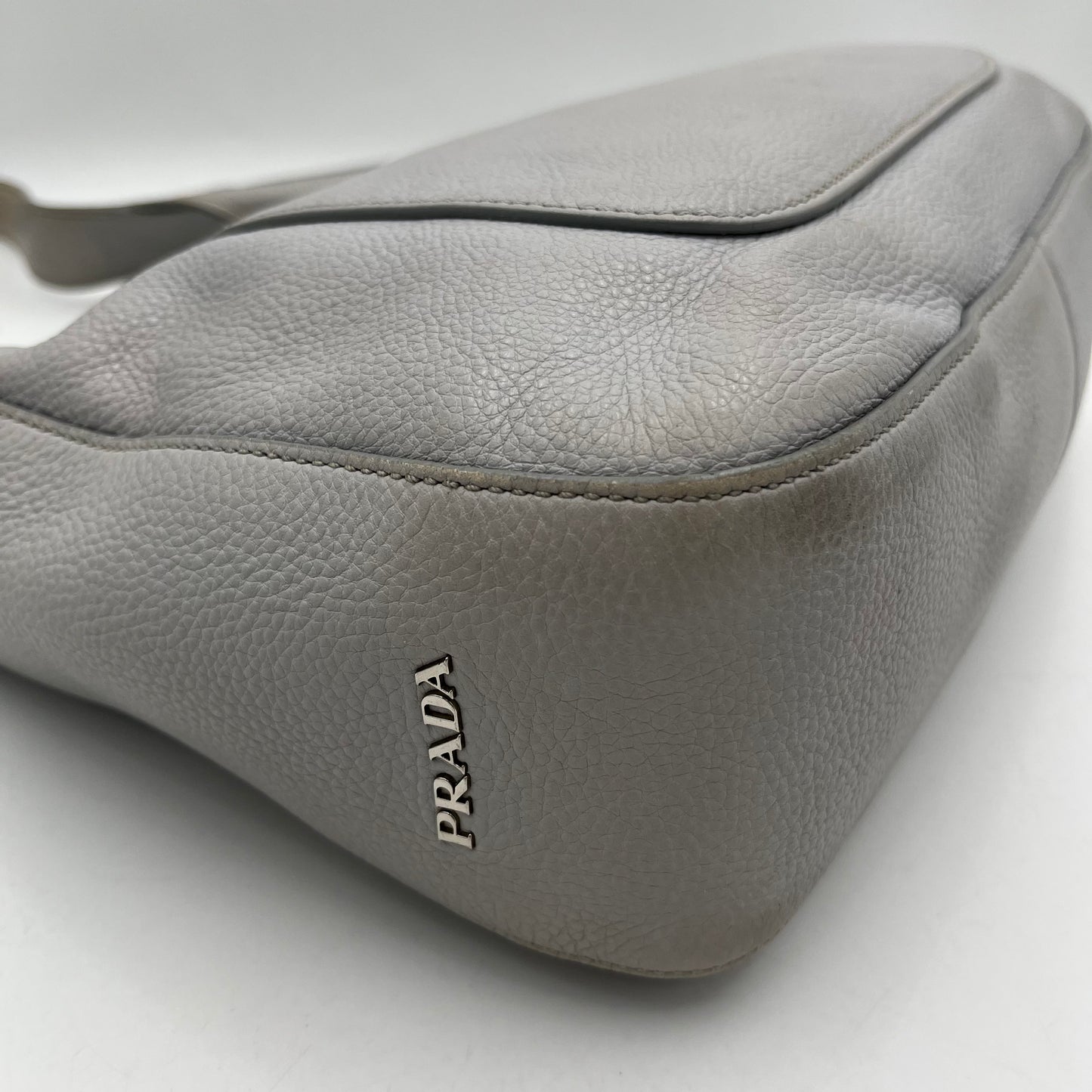 Prada Light Blue Vitello Daino Leather Large Hobo Shoulder Bag