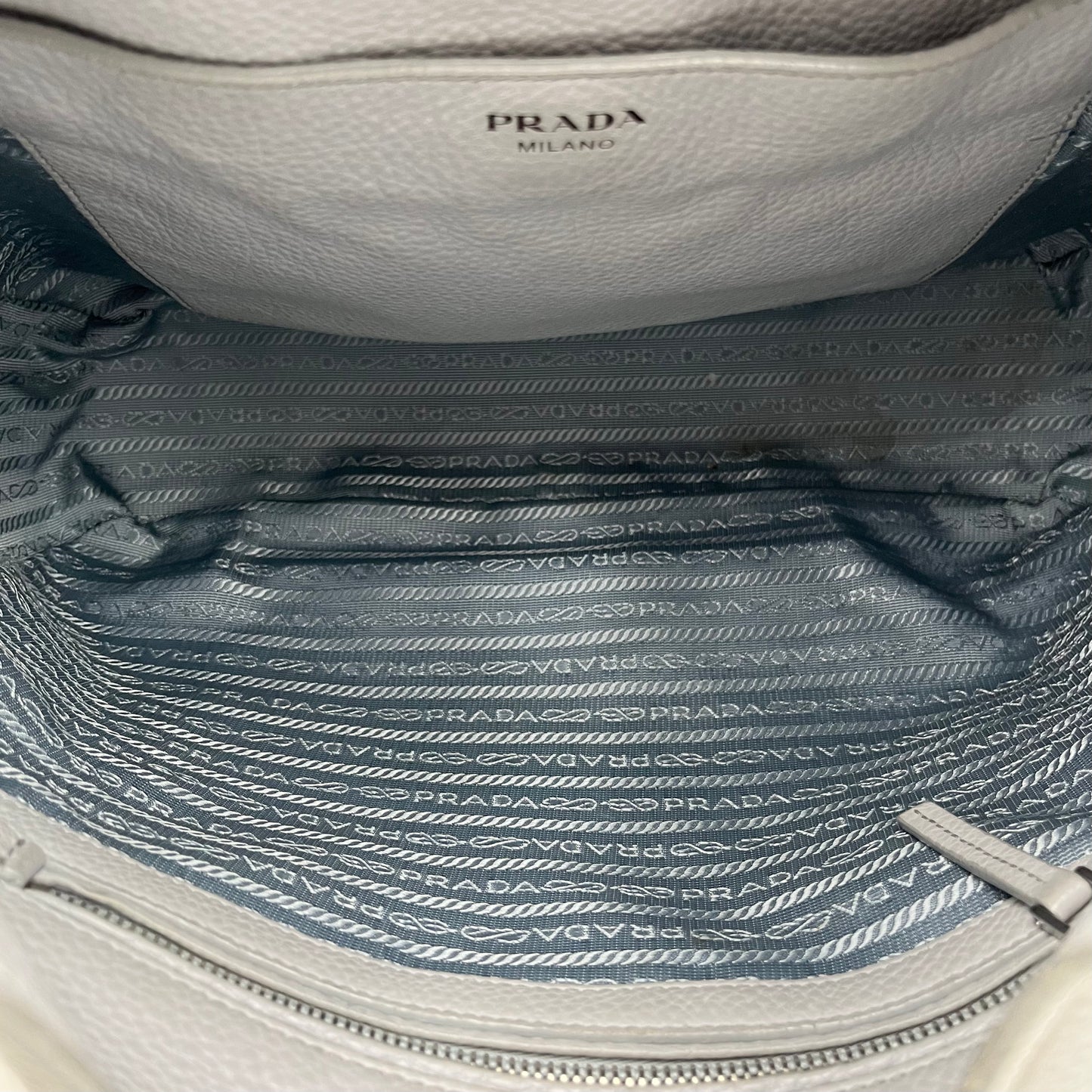 Prada Light Blue Vitello Daino Leather Large Hobo Shoulder Bag