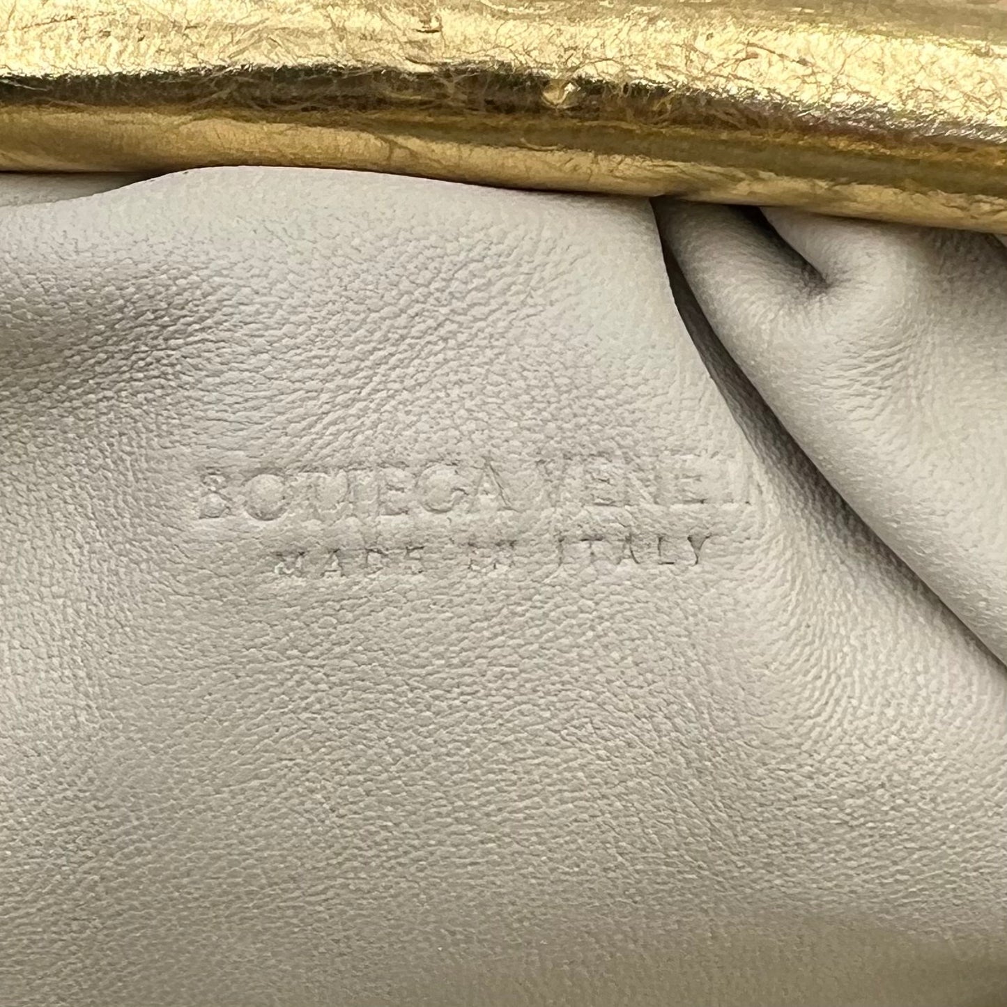 Bottega Veneta Gold Foil Leather Mini The Pouch Bag