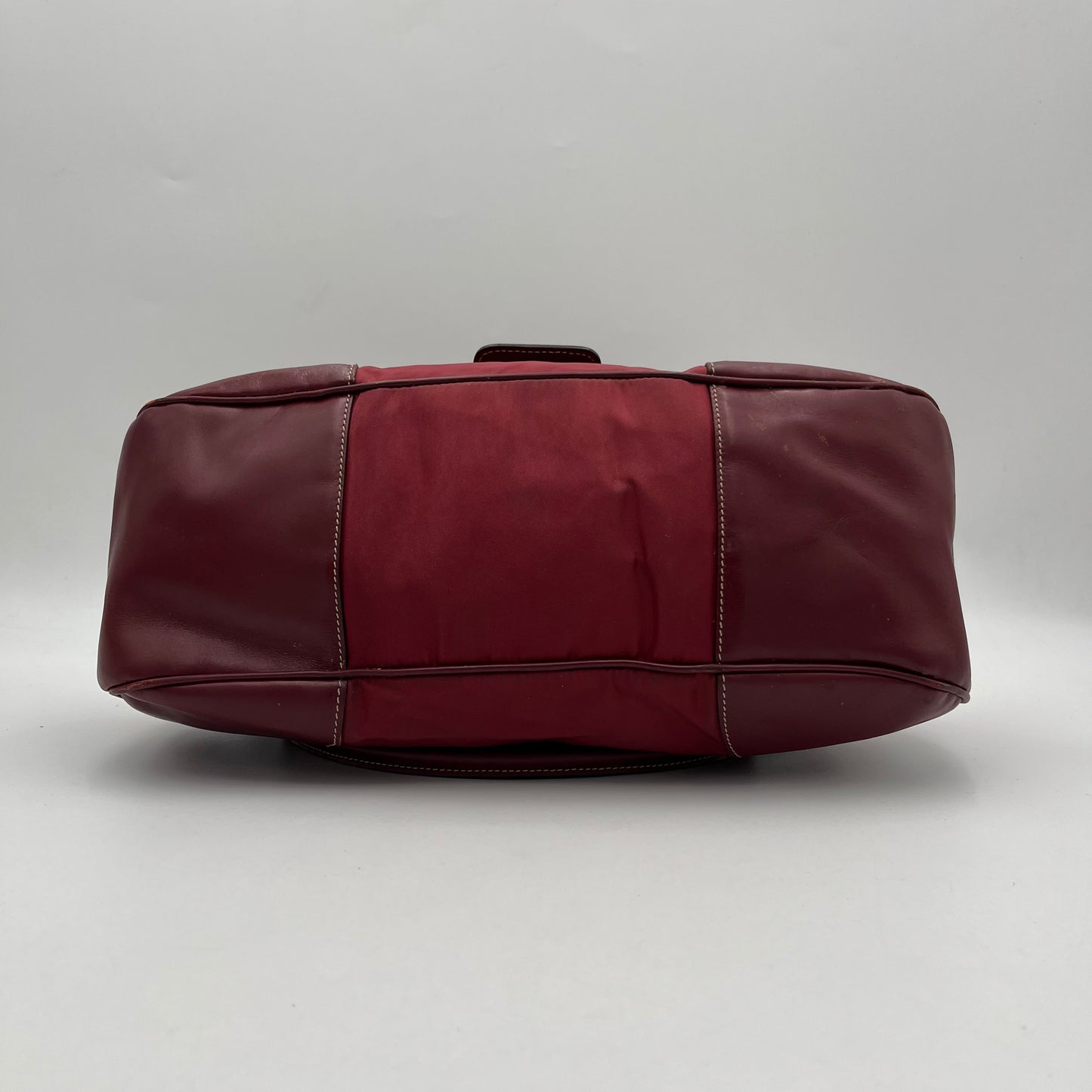 Prada Red Nylon and Leather Moon Hobo Shoulder Bag