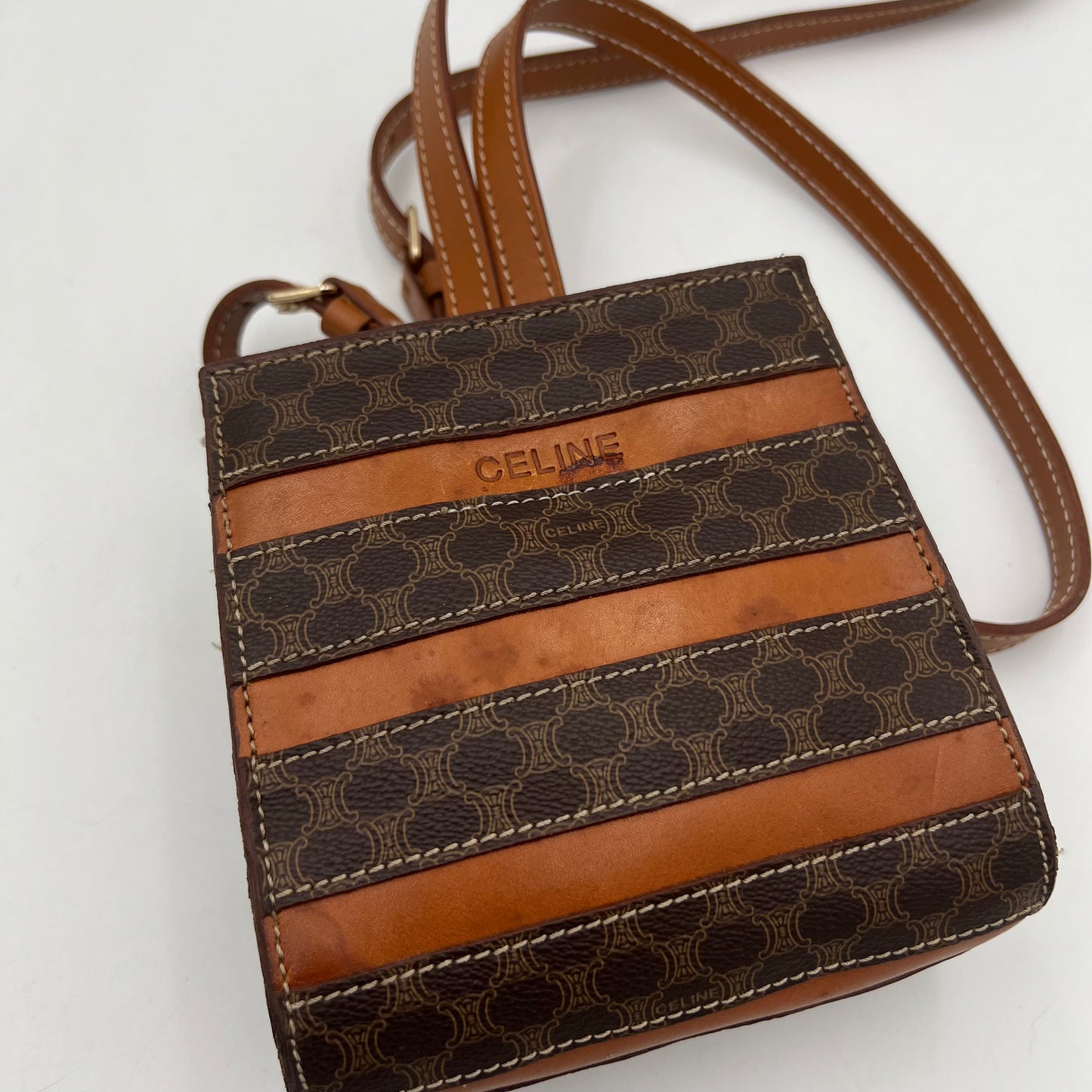 Celine Paris Striped Macadam Mini Backpack