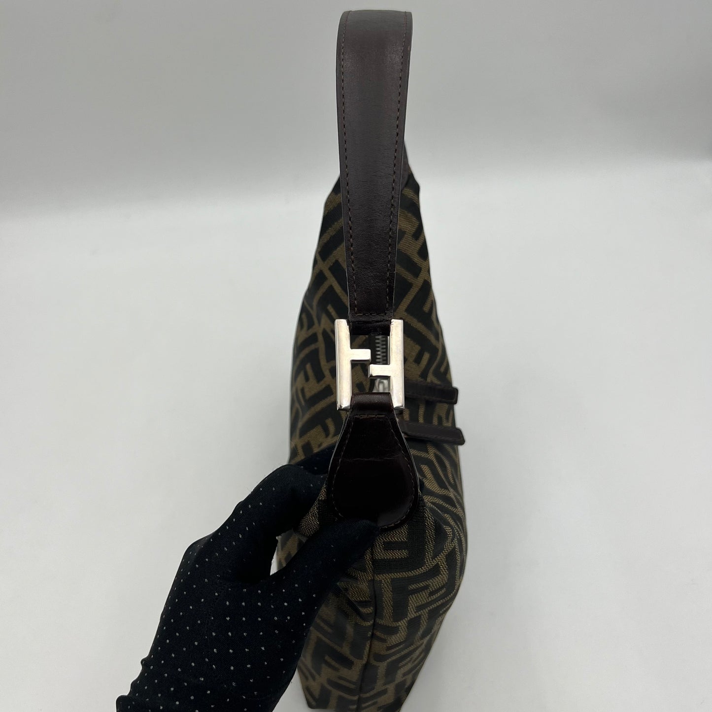 Fendi Tobacco Zucca V Hobo Shoulder Bag