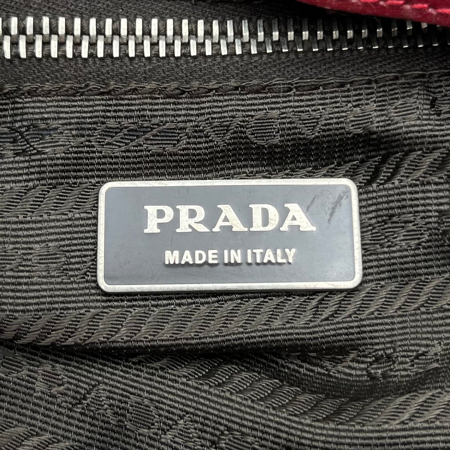 Prada Red Nylon and Leather Moon Hobo Shoulder Bag