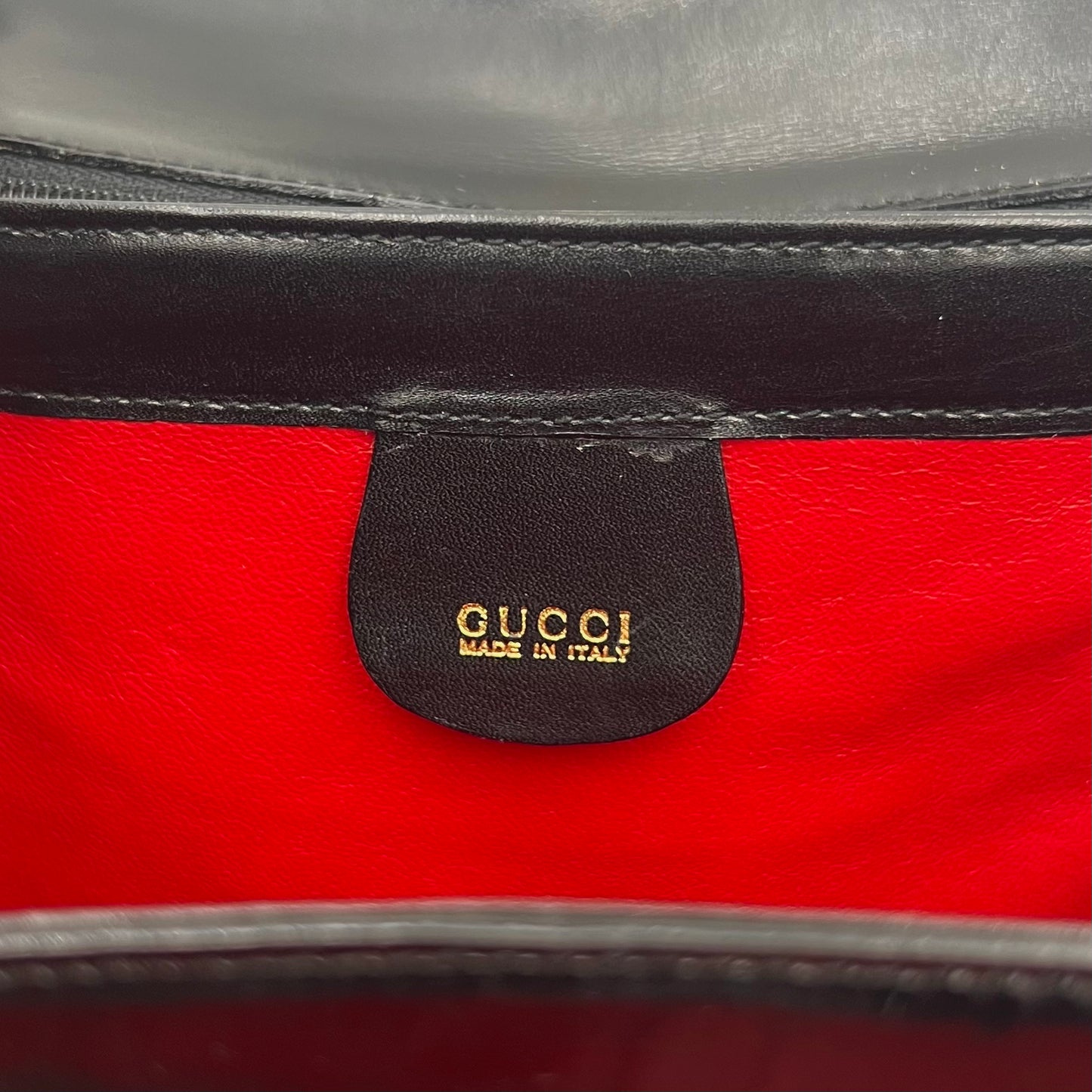 Gucci Black Leather Horseshoe Clasp Box Handbag