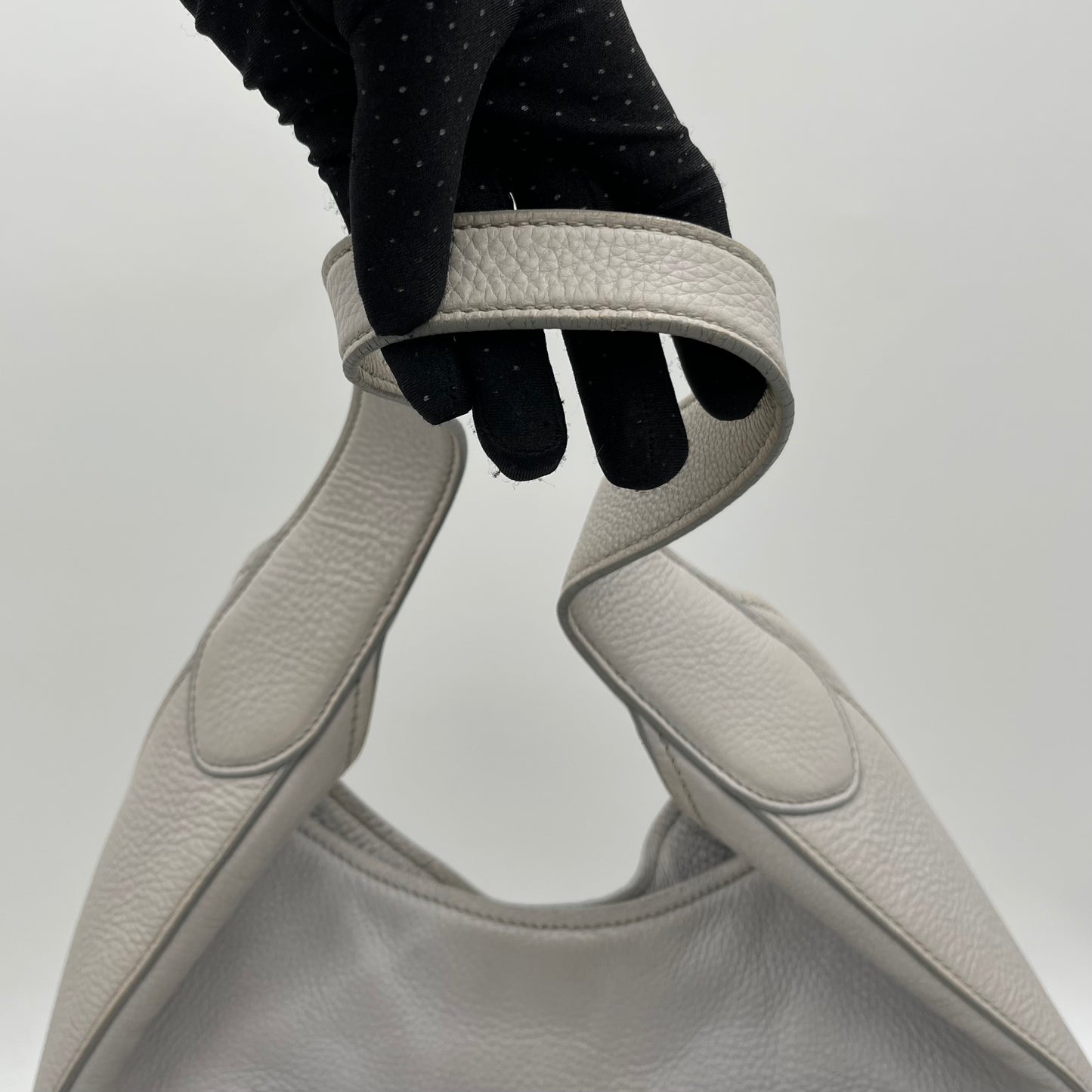 Prada Light Blue Vitello Daino Leather Large Hobo Shoulder Bag