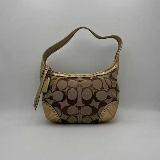 Coach Brown Big C Signature Canvas Gold Leather Ergo Shoulder Bag