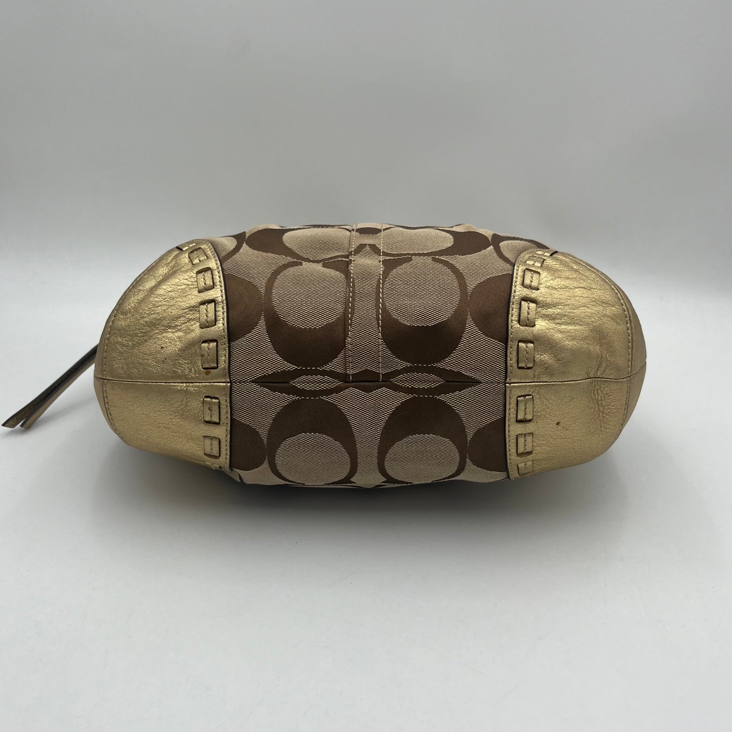 Coach Brown Big C Signature Canvas Gold Leather Ergo Shoulder Bag