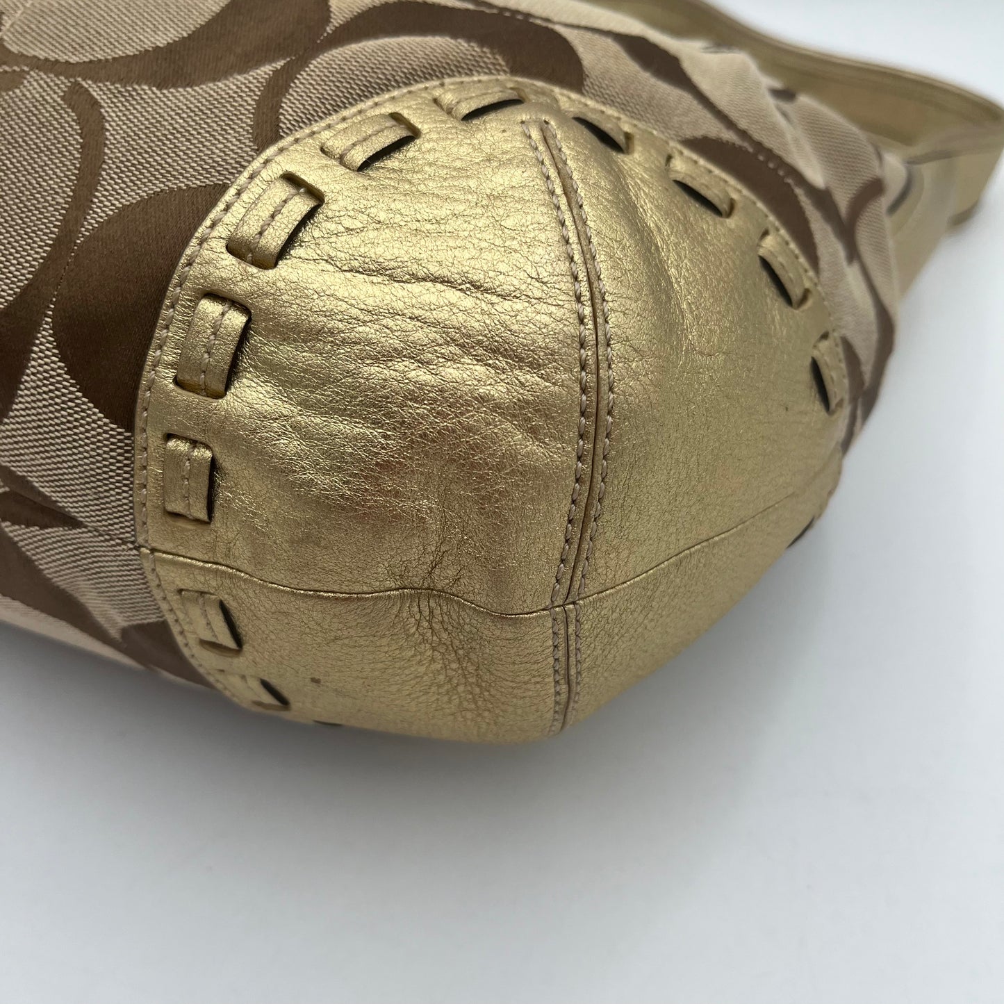 Coach Brown Big C Signature Canvas Gold Leather Ergo Shoulder Bag