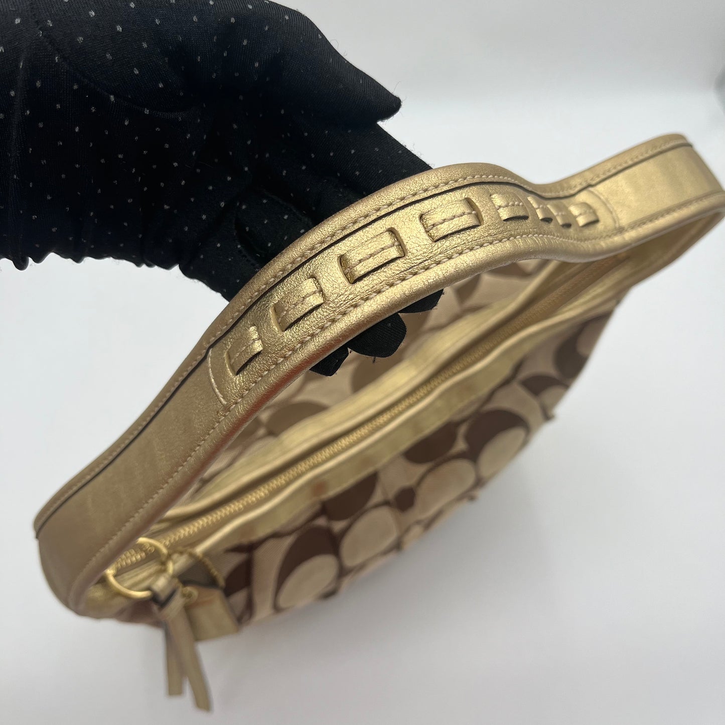 Coach Brown Big C Signature Canvas Gold Leather Ergo Shoulder Bag