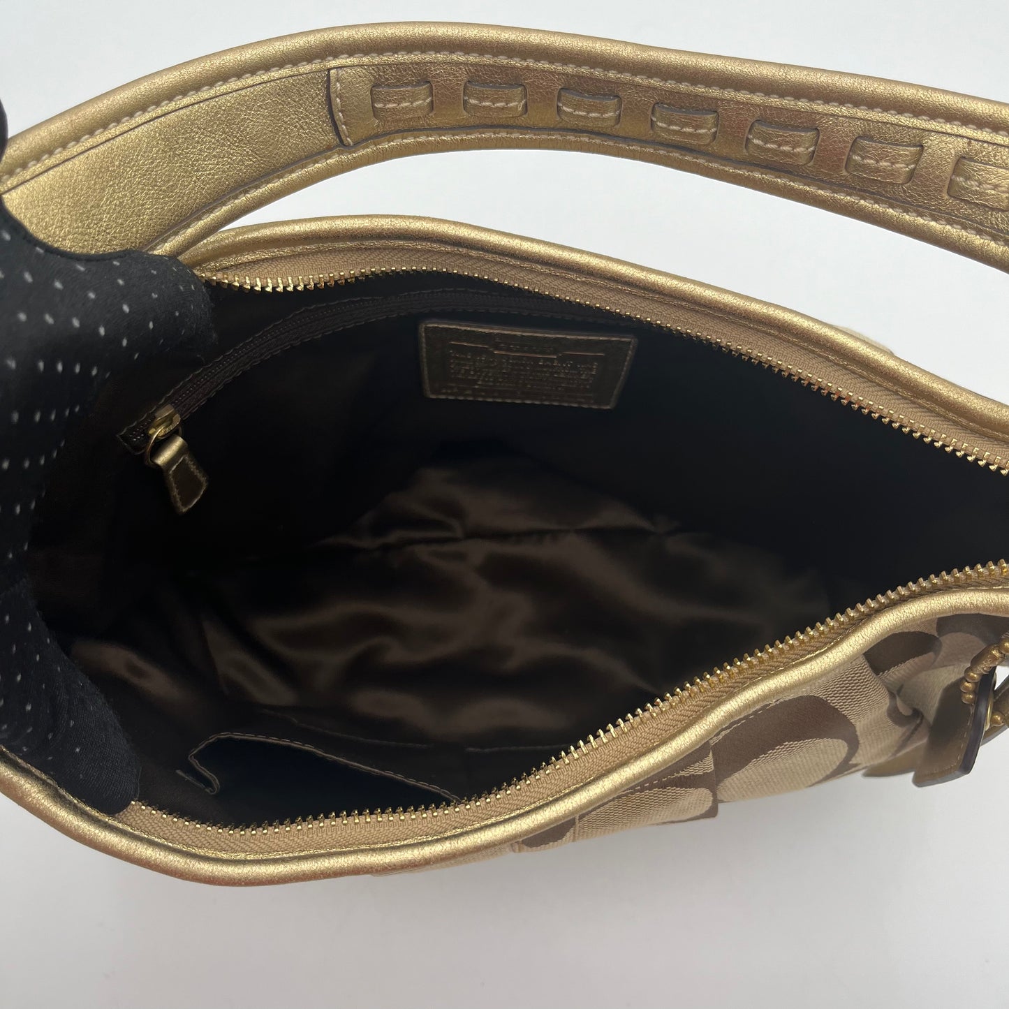 Coach Brown Big C Signature Canvas Gold Leather Ergo Shoulder Bag