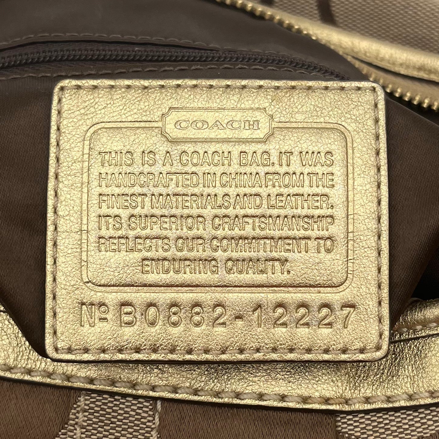 Coach Brown Big C Signature Canvas Gold Leather Ergo Shoulder Bag