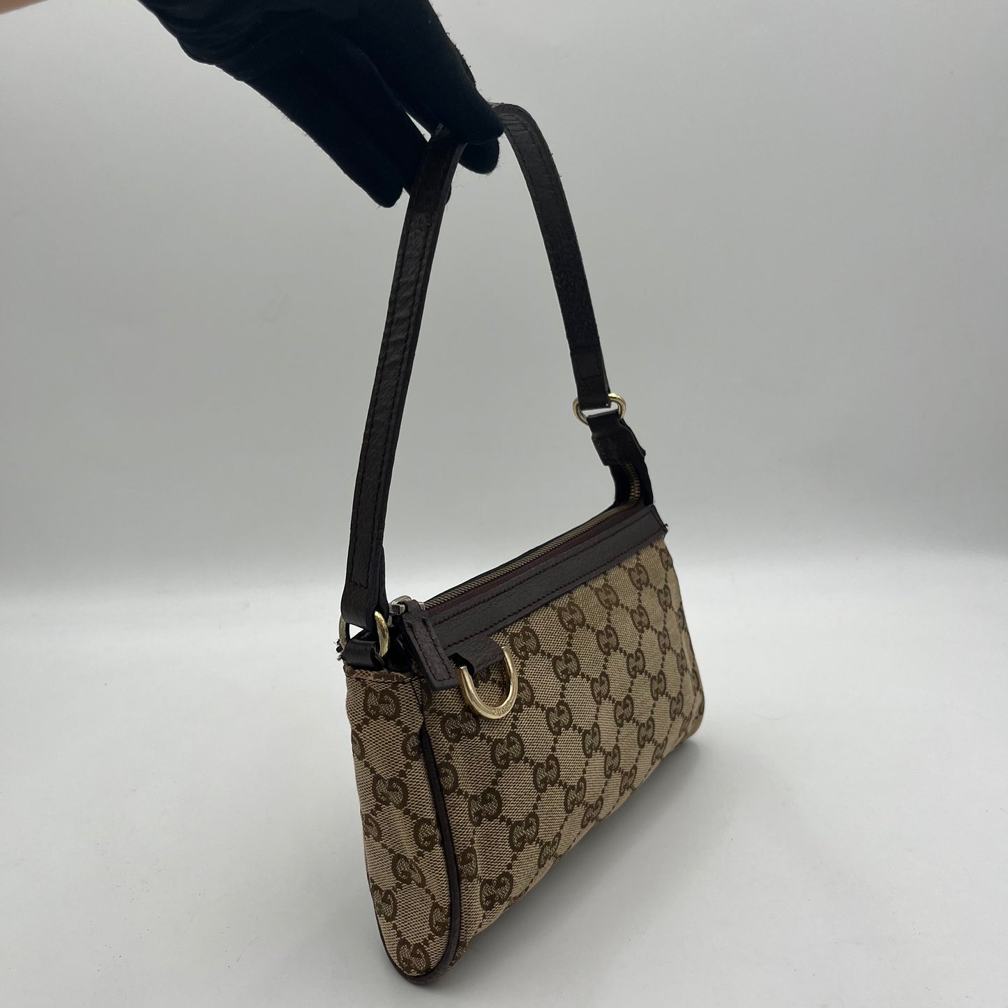 Gucci Brown Monogram Abbey D-Ring Pochette