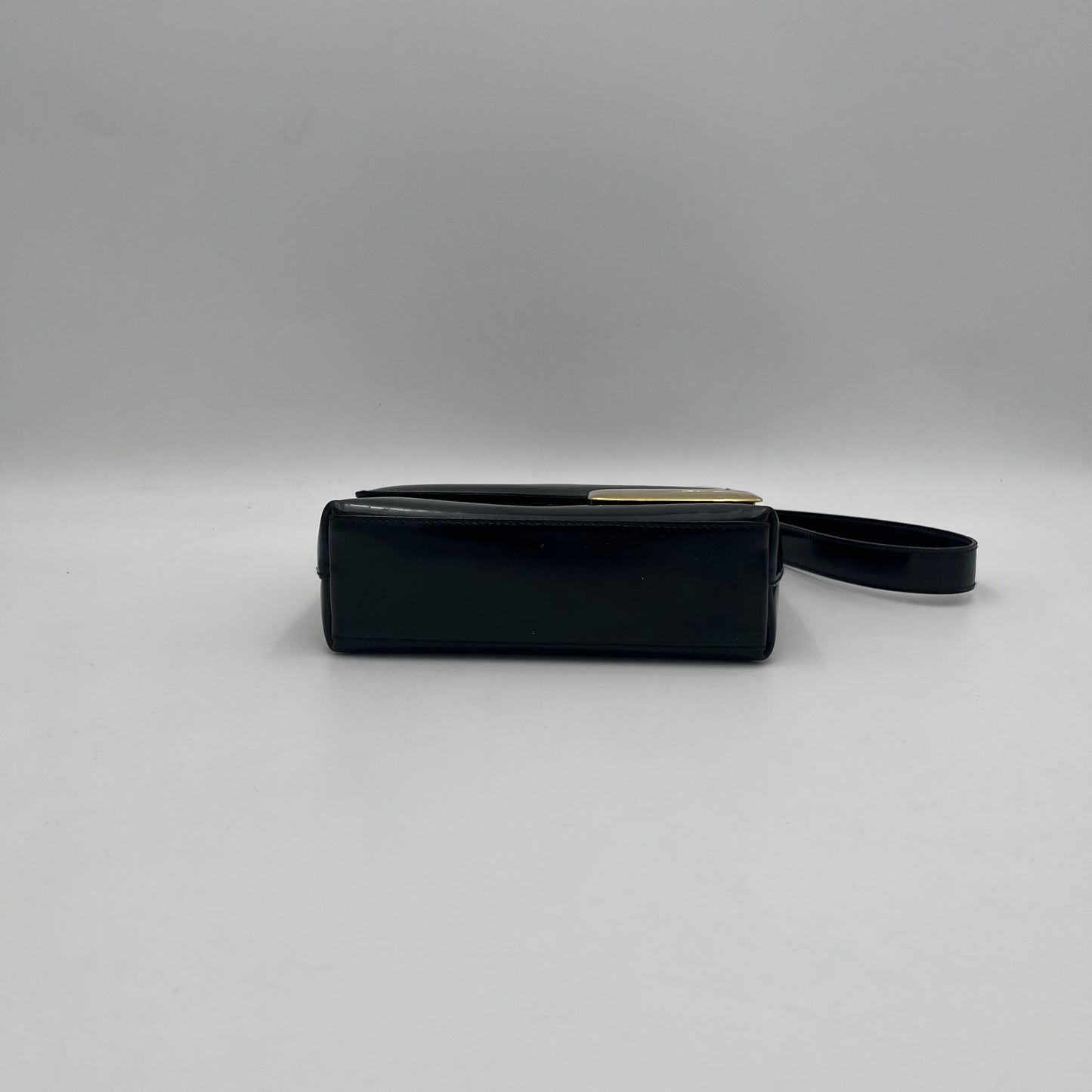 Gucci Black Patent Flap Long Strap Mini Shoulder Bag