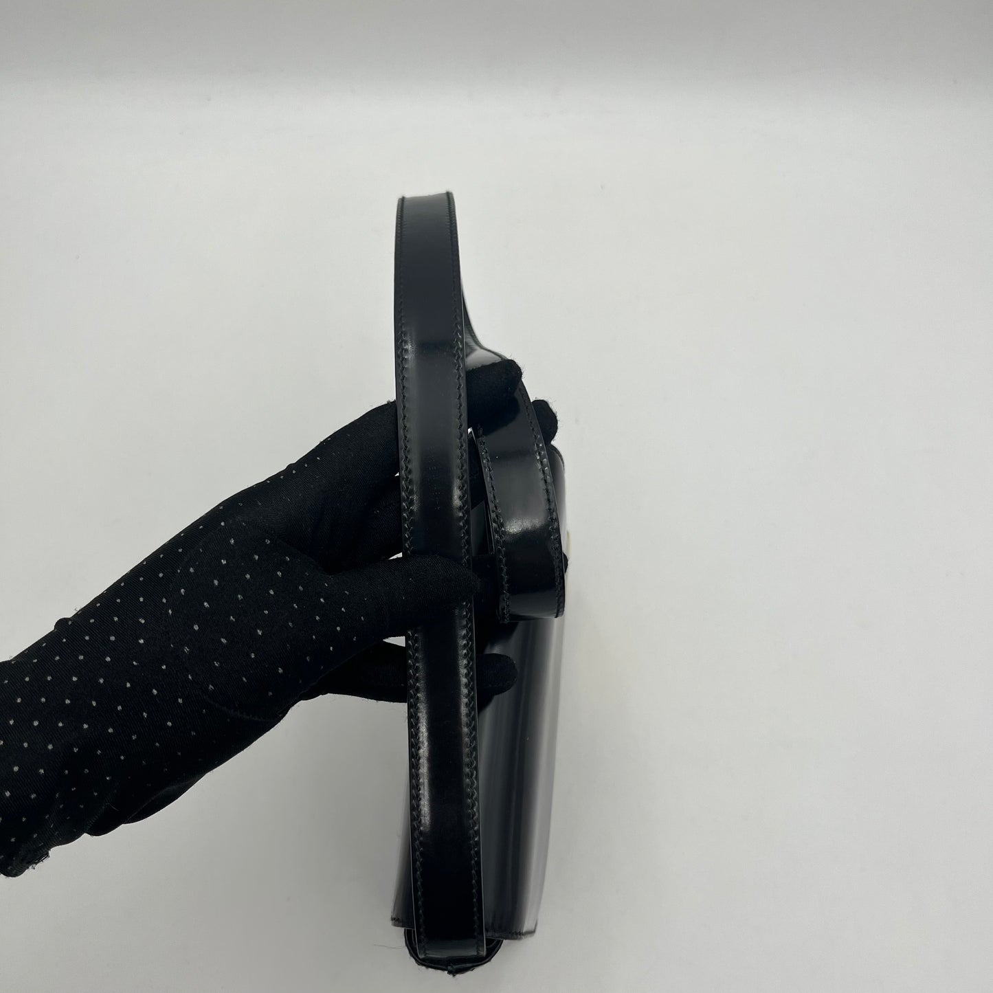Gucci Black Patent Flap Long Strap Mini Shoulder Bag