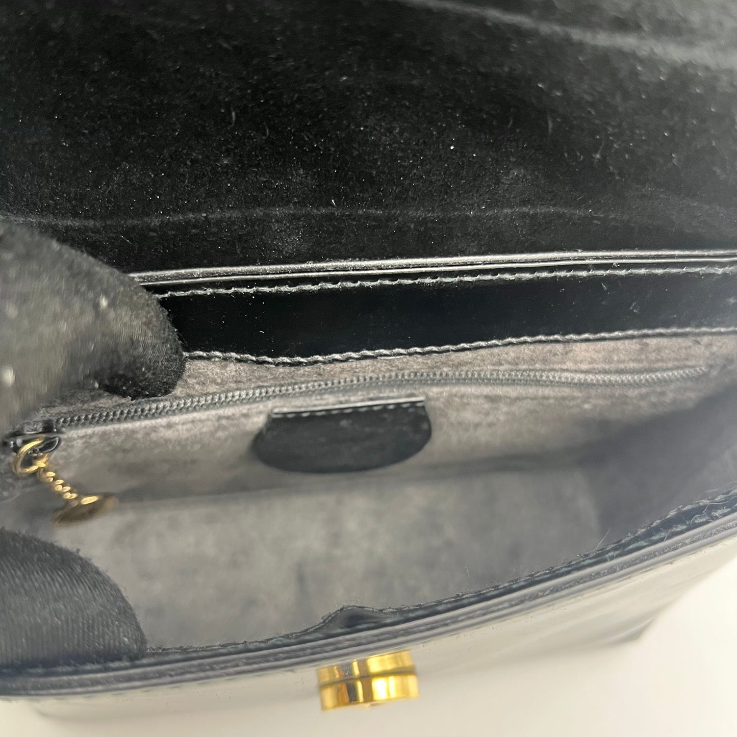Gucci Black Patent Flap Long Strap Mini Shoulder Bag