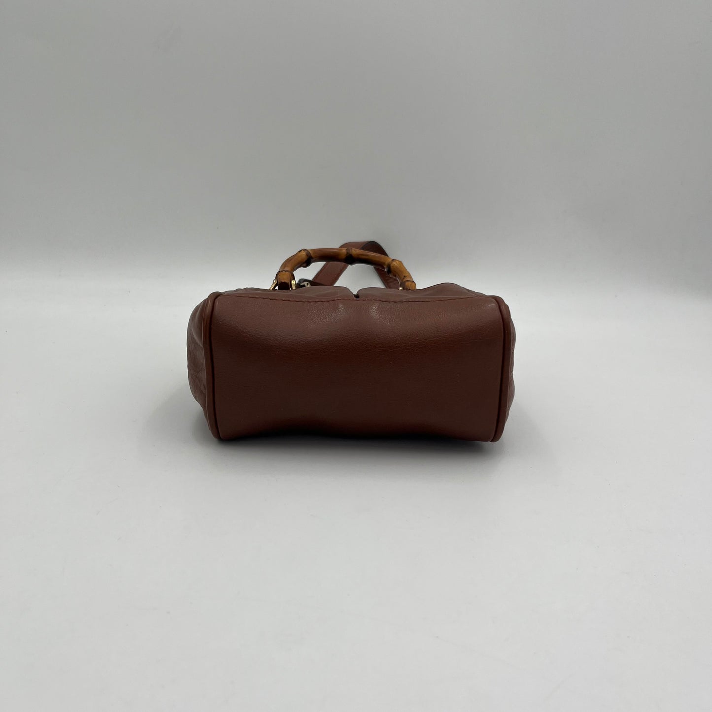 Gucci Brown Leather Bamboo Mini Handbag with Sling