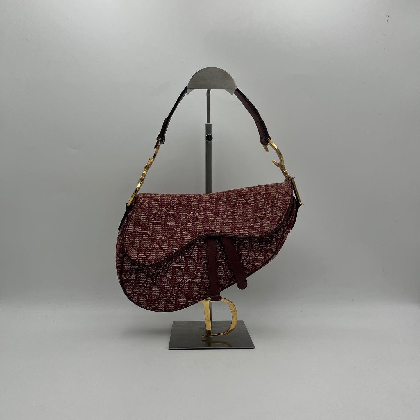 Christian Dior Burgundy Trotter Canvas Saddle