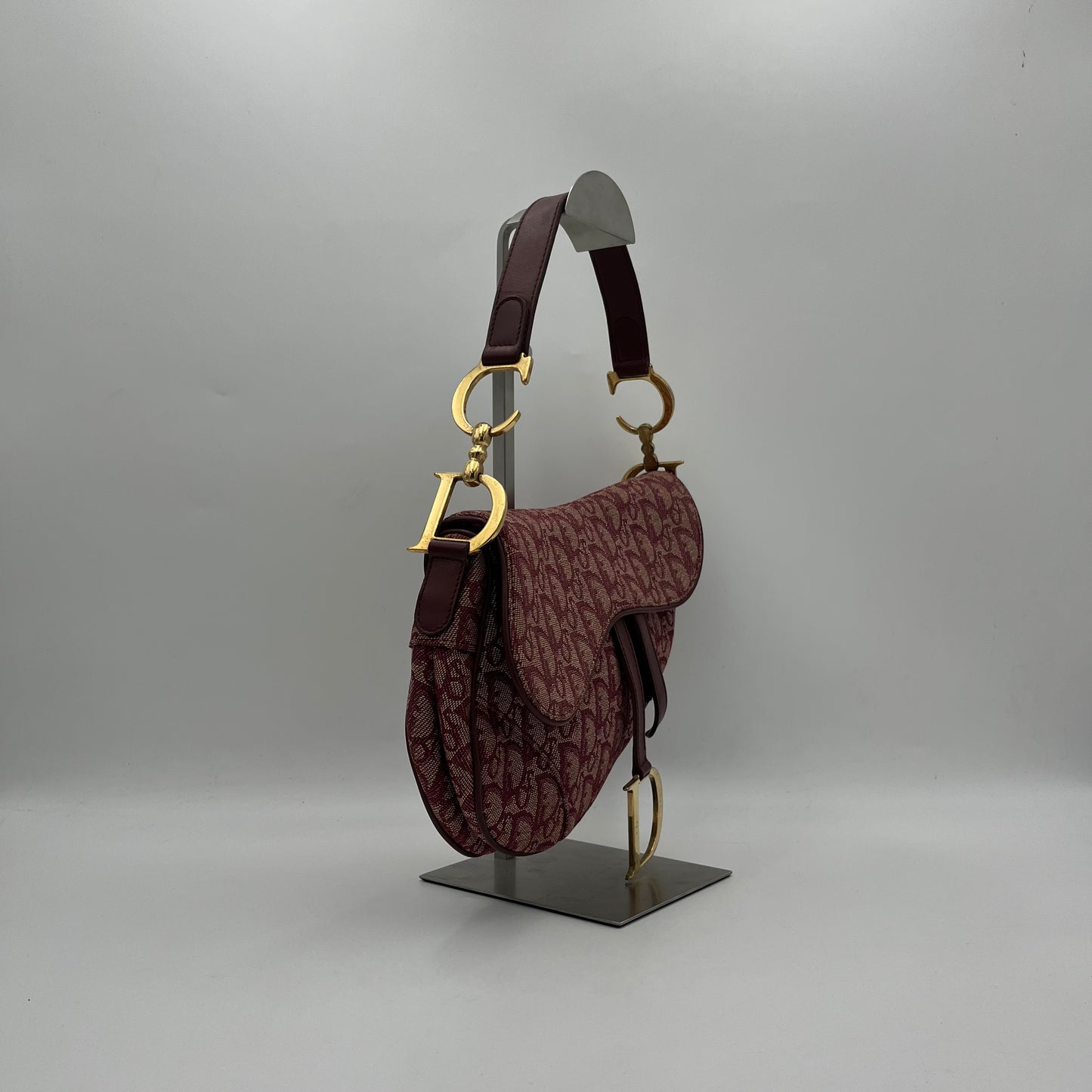 Christian Dior Burgundy Trotter Canvas Saddle