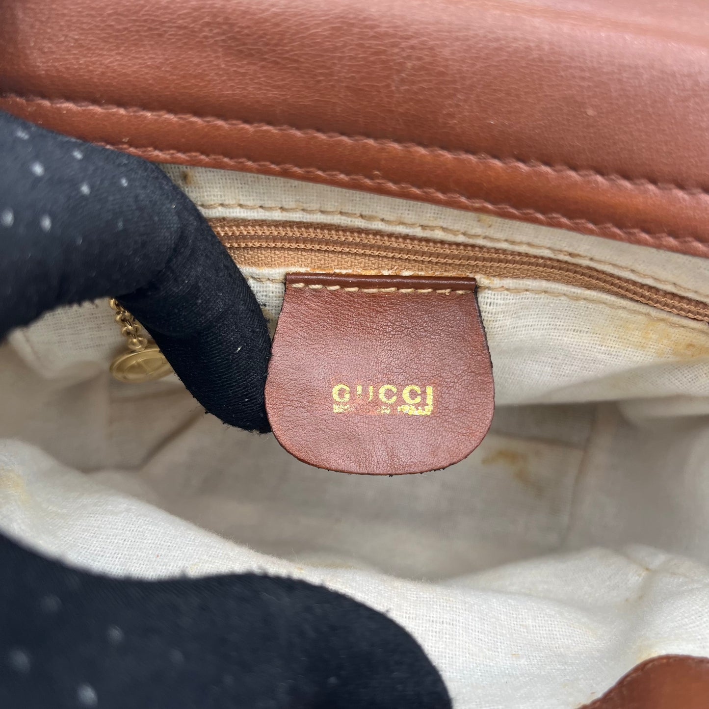 Gucci Brown Leather Bamboo Mini Handbag with Sling