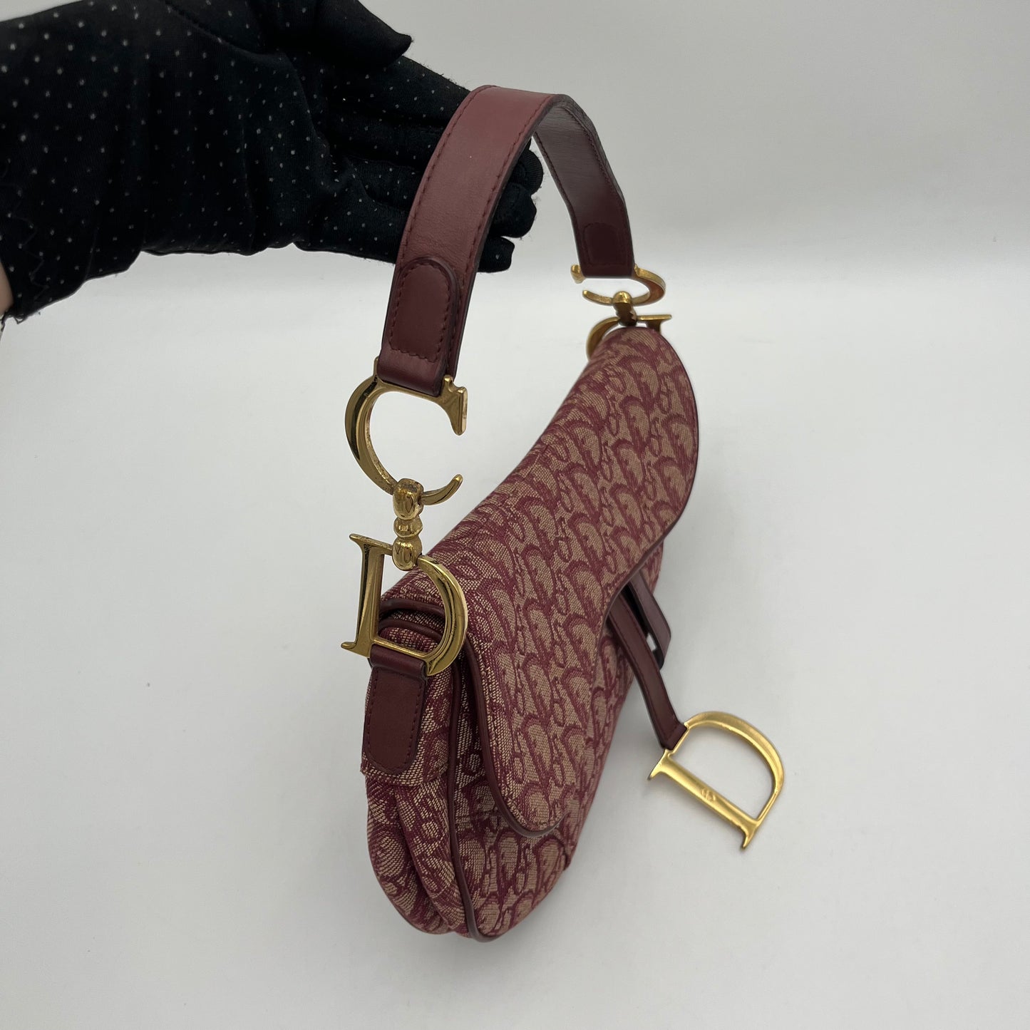Christian Dior Burgundy Trotter Canvas Saddle