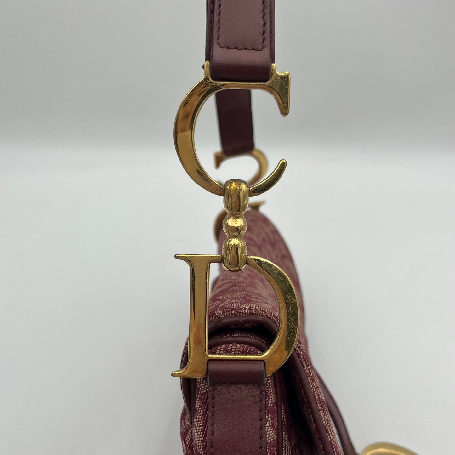 Christian Dior Burgundy Trotter Canvas Saddle