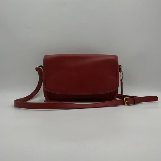 Coach Vintage Red Leather Curtis Flap Crossbody
