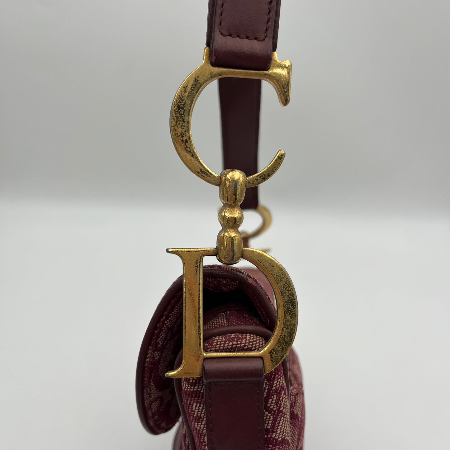 Christian Dior Burgundy Trotter Canvas Saddle