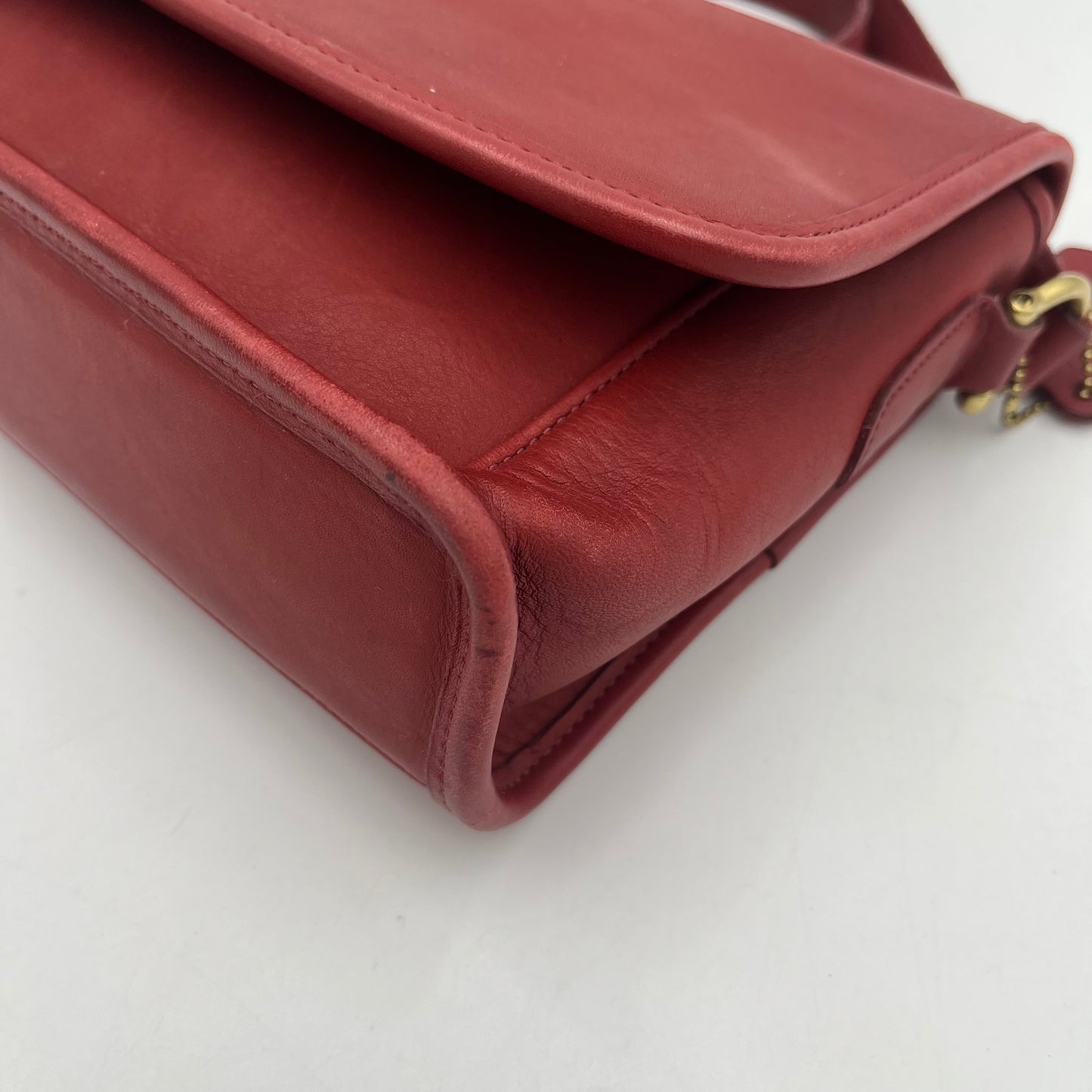 Coach Vintage Red Leather Curtis Flap Crossbody