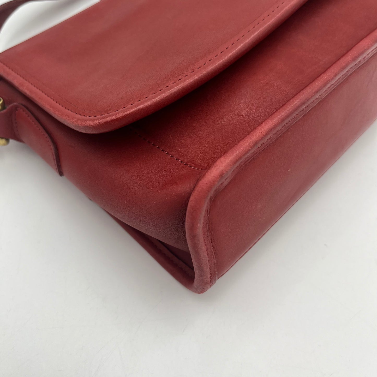 Coach Vintage Red Leather Curtis Flap Crossbody