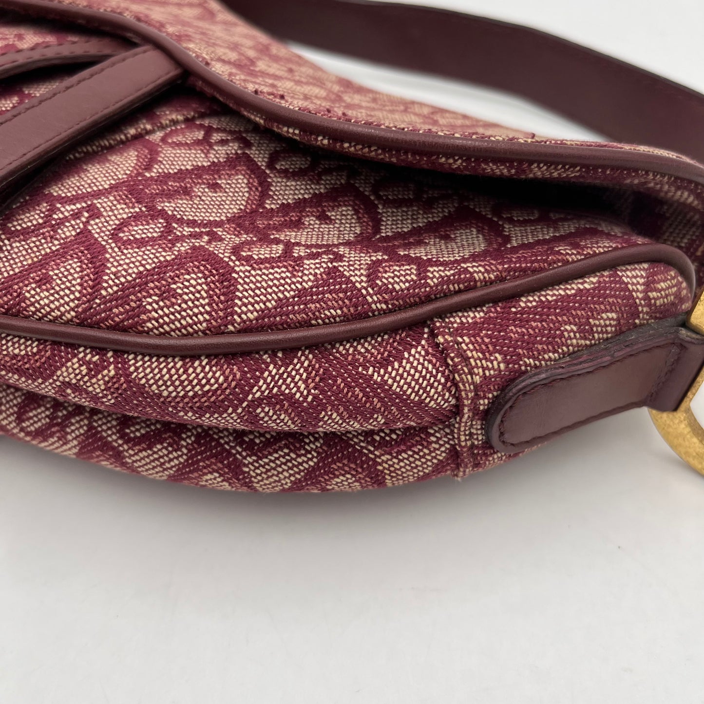 Christian Dior Burgundy Trotter Canvas Saddle