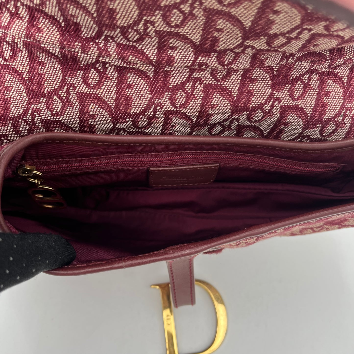Christian Dior Burgundy Trotter Canvas Saddle