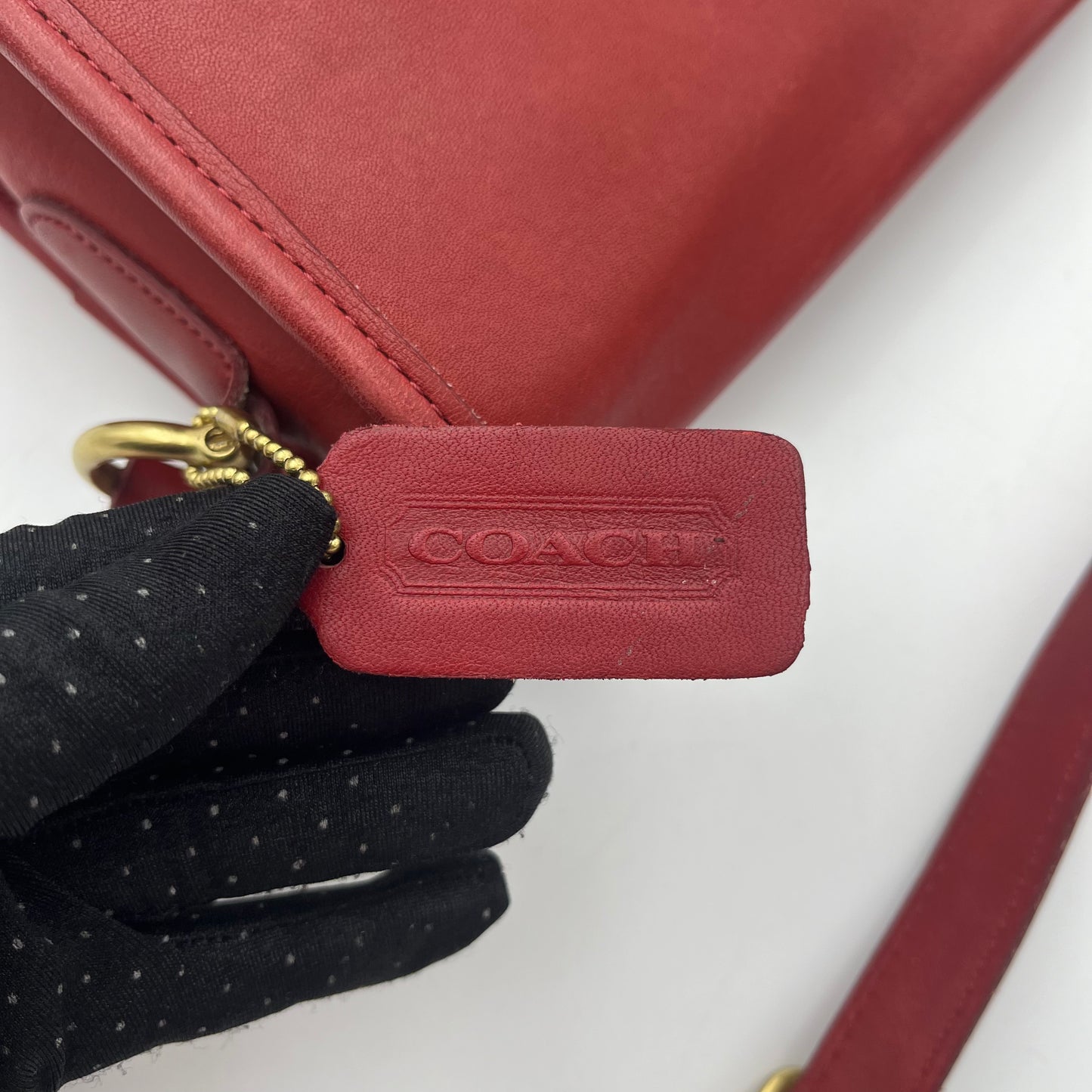 Coach Vintage Red Leather Curtis Flap Crossbody