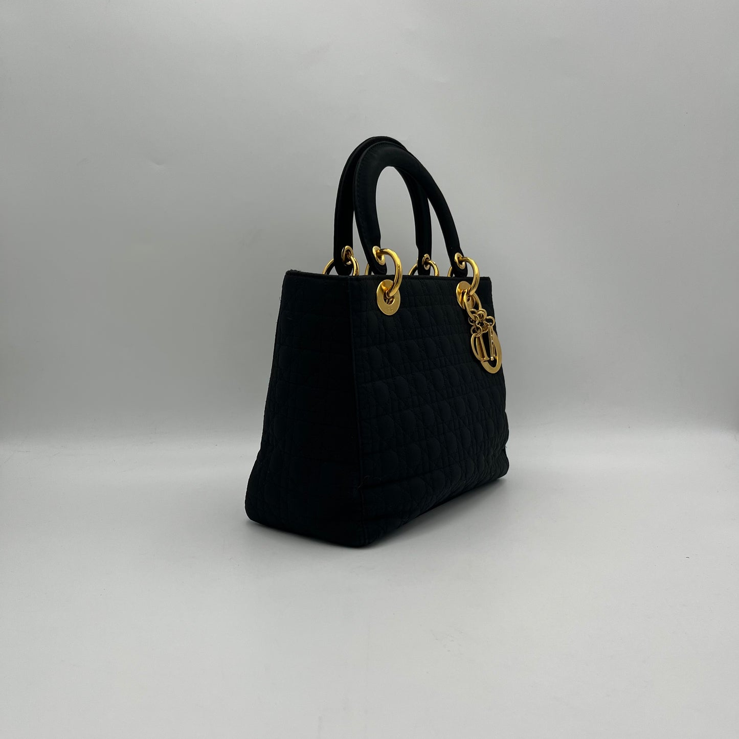 Christian Dior Black Nylon Cannage Lady Dior