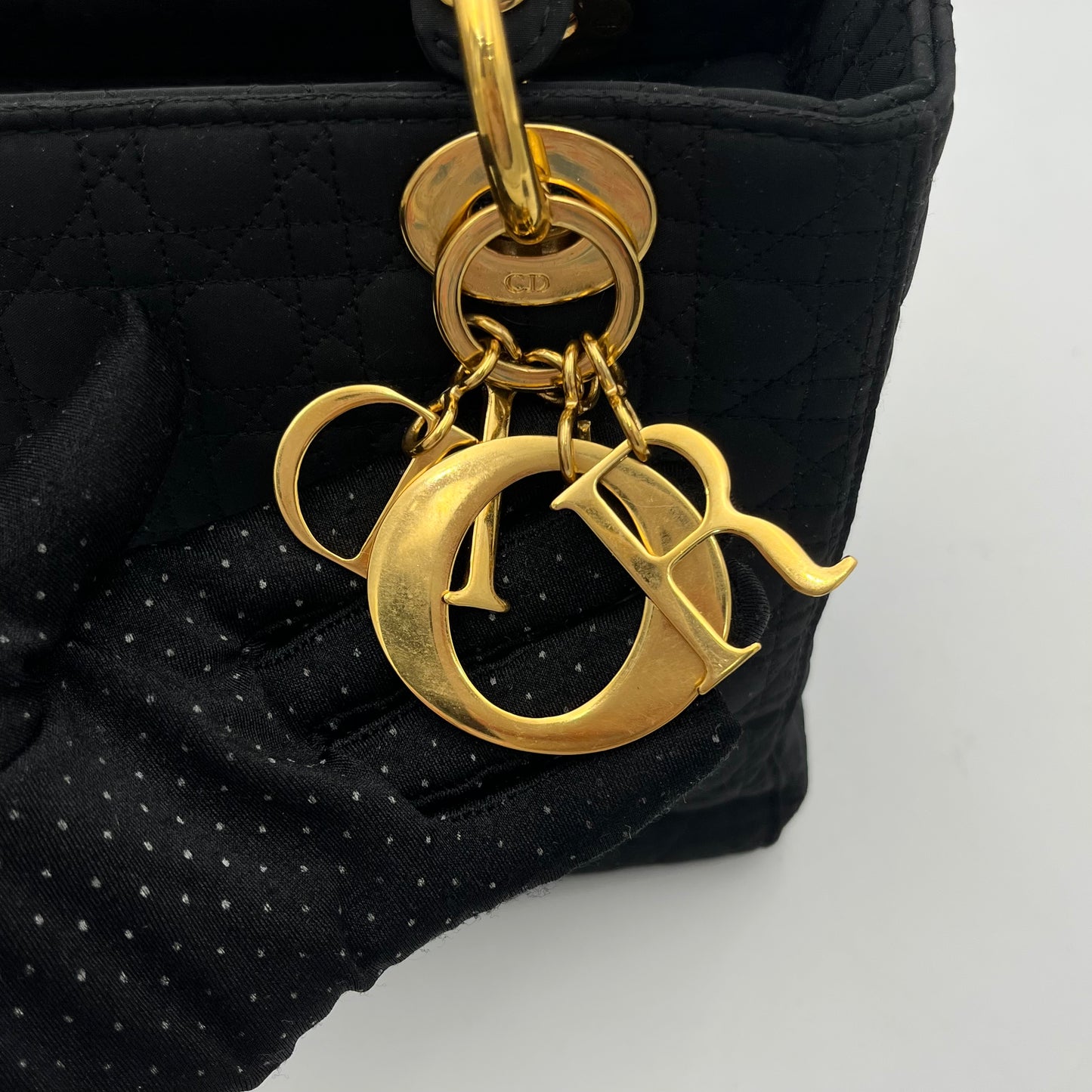 Christian Dior Black Nylon Cannage Lady Dior