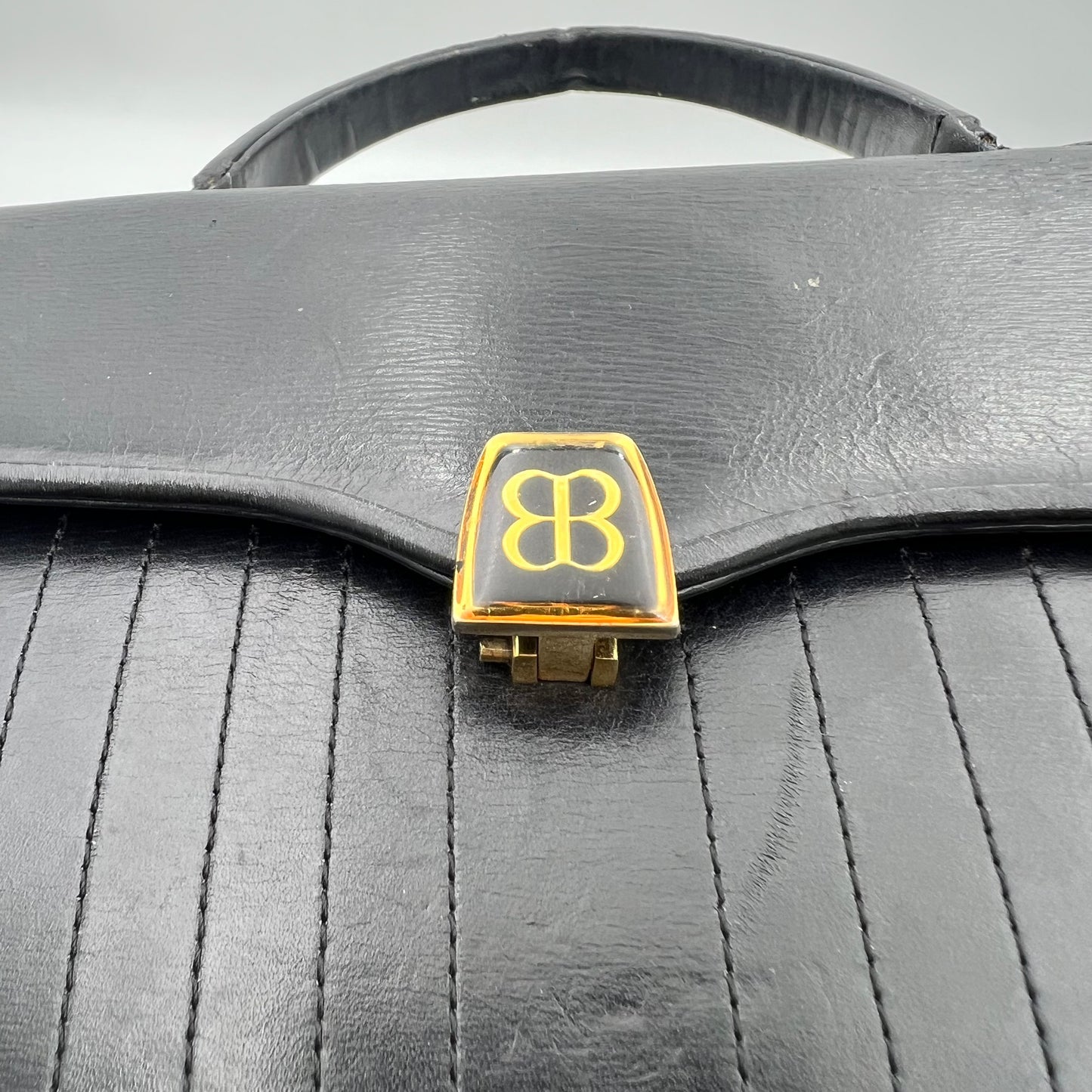 Balenciaga Vintage Black Leather Top Handle Kelly