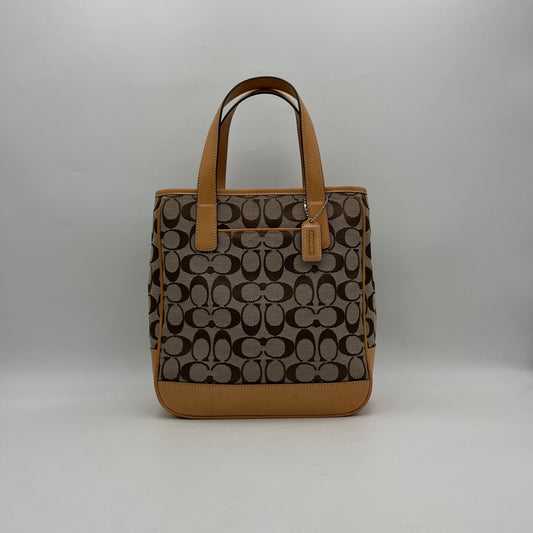 Coach Brown Signature Canvas Top Handle Tote Bag