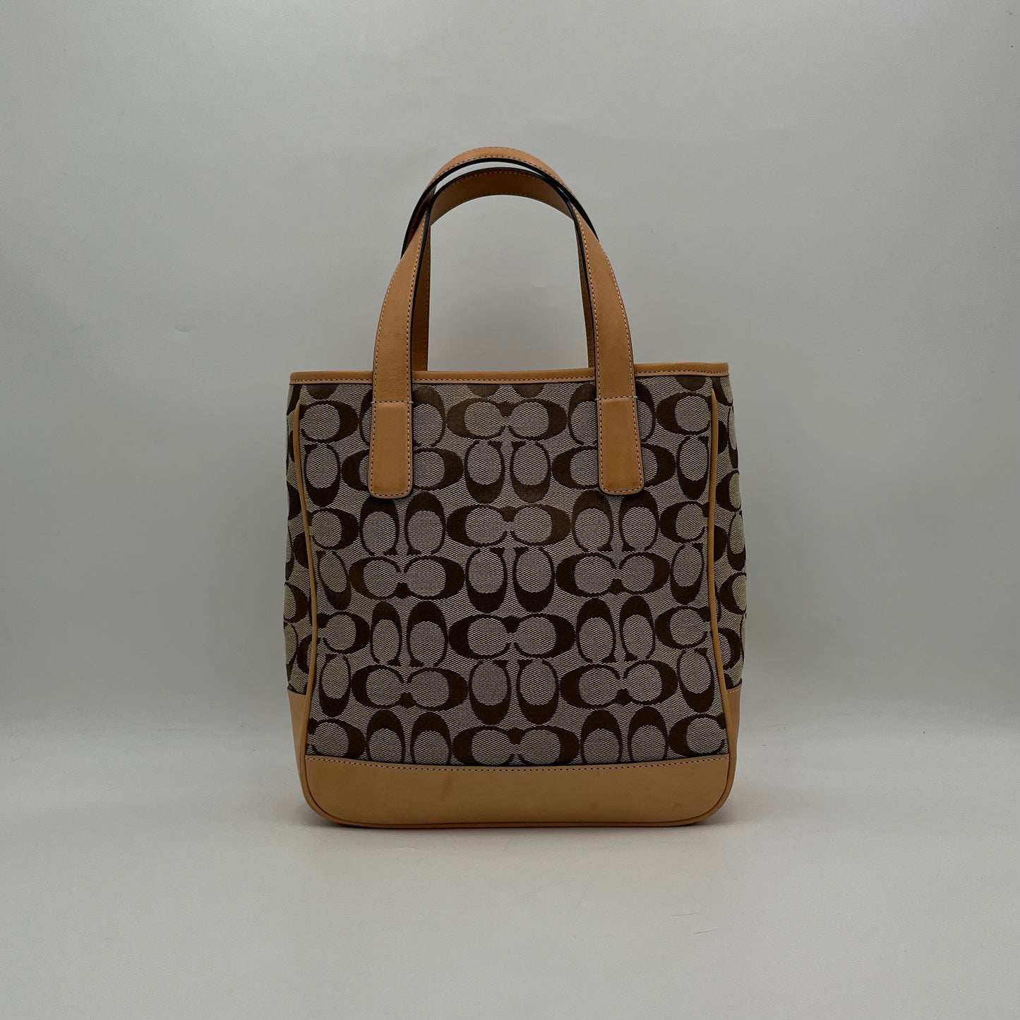 Coach Brown Signature Canvas Top Handle Tote Bag
